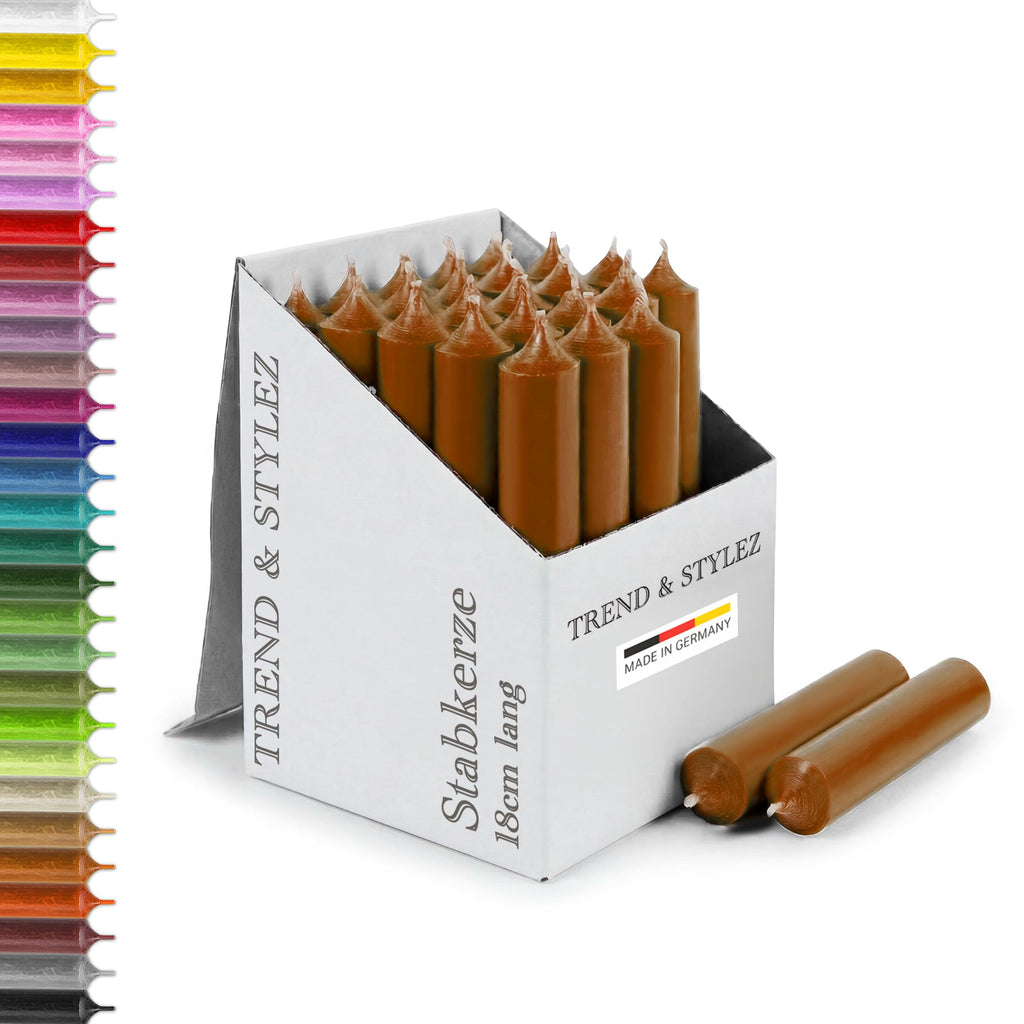 25 Stabkerzen 180mm x 22mm | Durchgefärbte Spitzkerzen | 8+ Stunden Brenndauer | Made in Germany - Ohne Tropfen & Rußen | RAL-Zertifizierte Tafelkerzen unparfümiert (Grün)