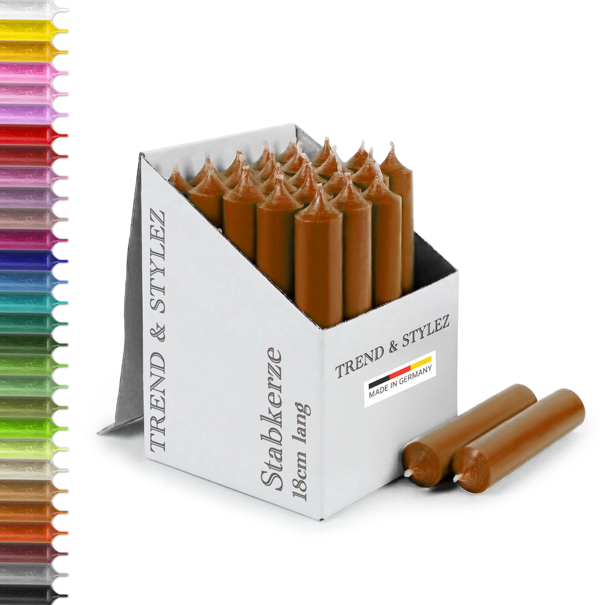 25 Stabkerzen 180mm x 22mm | Durchgefärbte Spitzkerzen | 8+ Stunden Brenndauer | Made in Germany - Ohne Tropfen & Rußen | RAL-Zertifizierte Tafelkerzen unparfümiert (Grün)