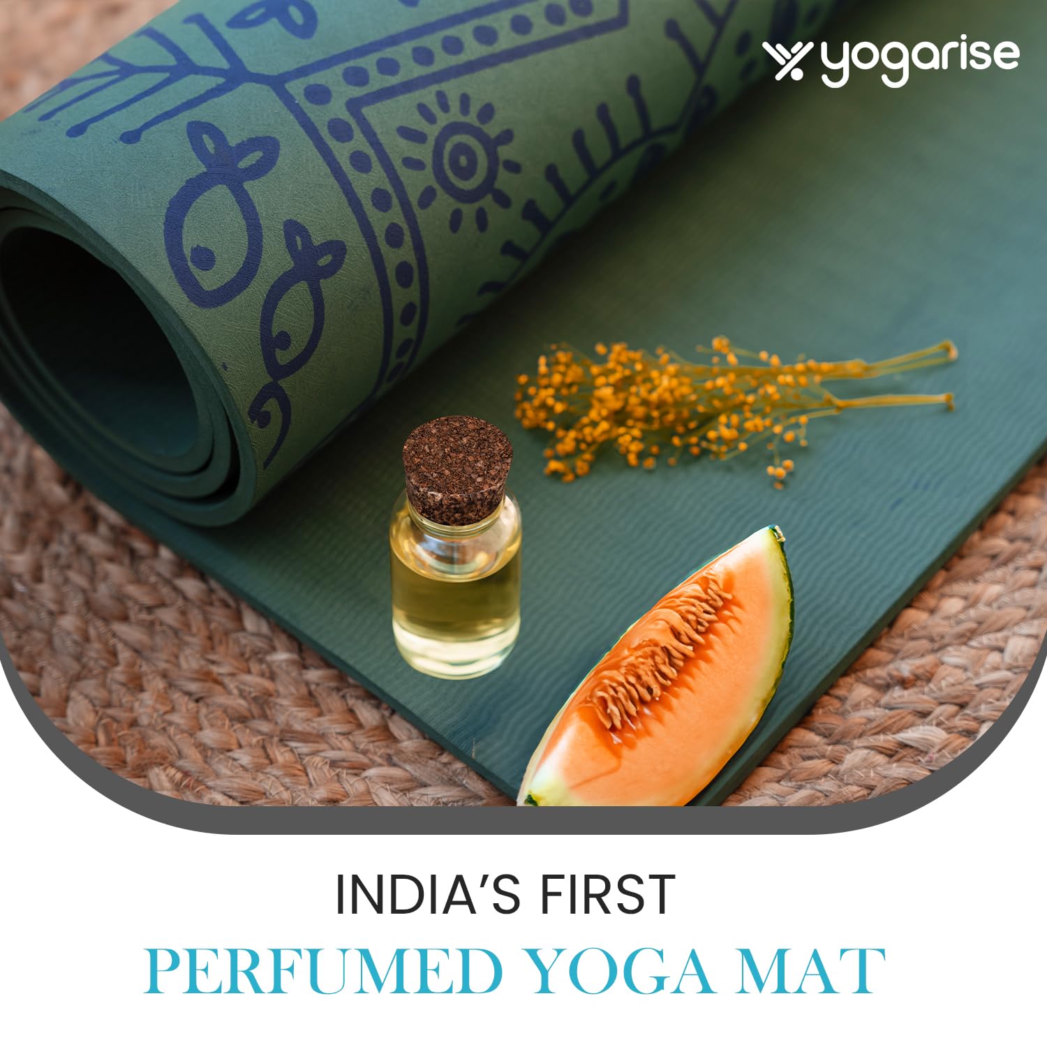 Yogarise 6mm Perfumed TPE Yoga Mat with Mandala Print and Carry Bag for Men and Women, Non-Slip Texture, Extra Wide & Thick TPE Exercise Mat For Home, Sweat-Resistant (Green)