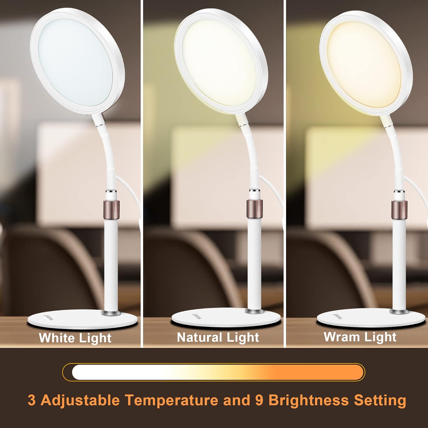 Trayvespace SAD Lamp, SAD Light Therapy Lamp, UV-Free 10000 Lux Sun Lamp, Therapy with 3 Light Colours and 9 Adjustable Brightnesses and 3 Timers for Lift Mood