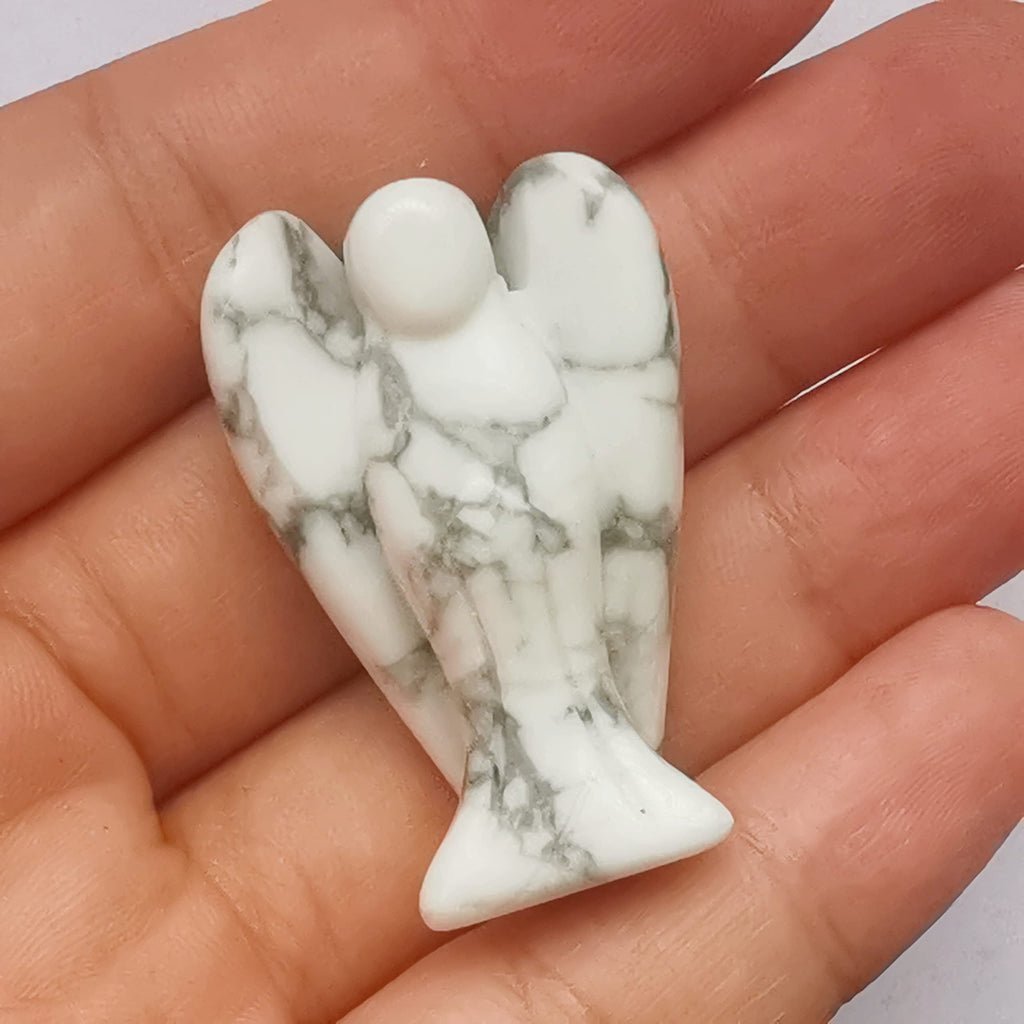 Natürliche Lila Lepidolith Heilung Kristall Gebet Schutzengel Statue,38mm Schnitzen Tasche Palm Stein Figuren Dekoration