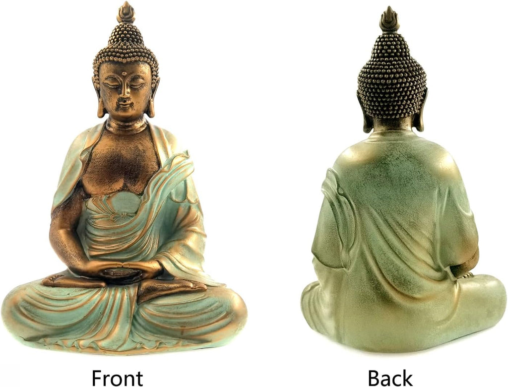 7.5" Gold Buddha Statue for Home Decor - Serene Meditation Decor, Zen-Inspired Buddha Sculpture with Blessing Services Included