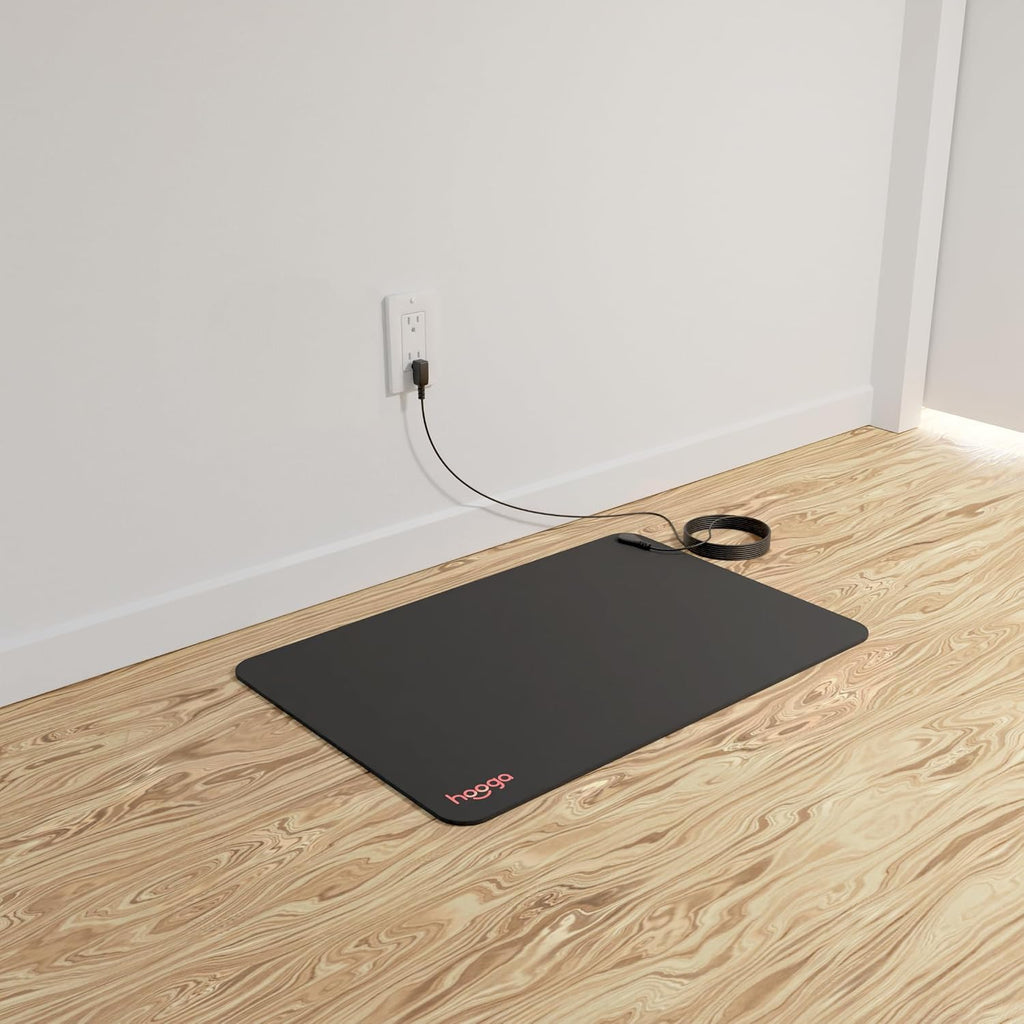Hooga Grounding Mat for Desk, Feet & Floor – Conductive Carbon Grounding Pad with 15 Ft Cord, Non-Slip Backing, 24" x 16" Indoor Grounding Mat