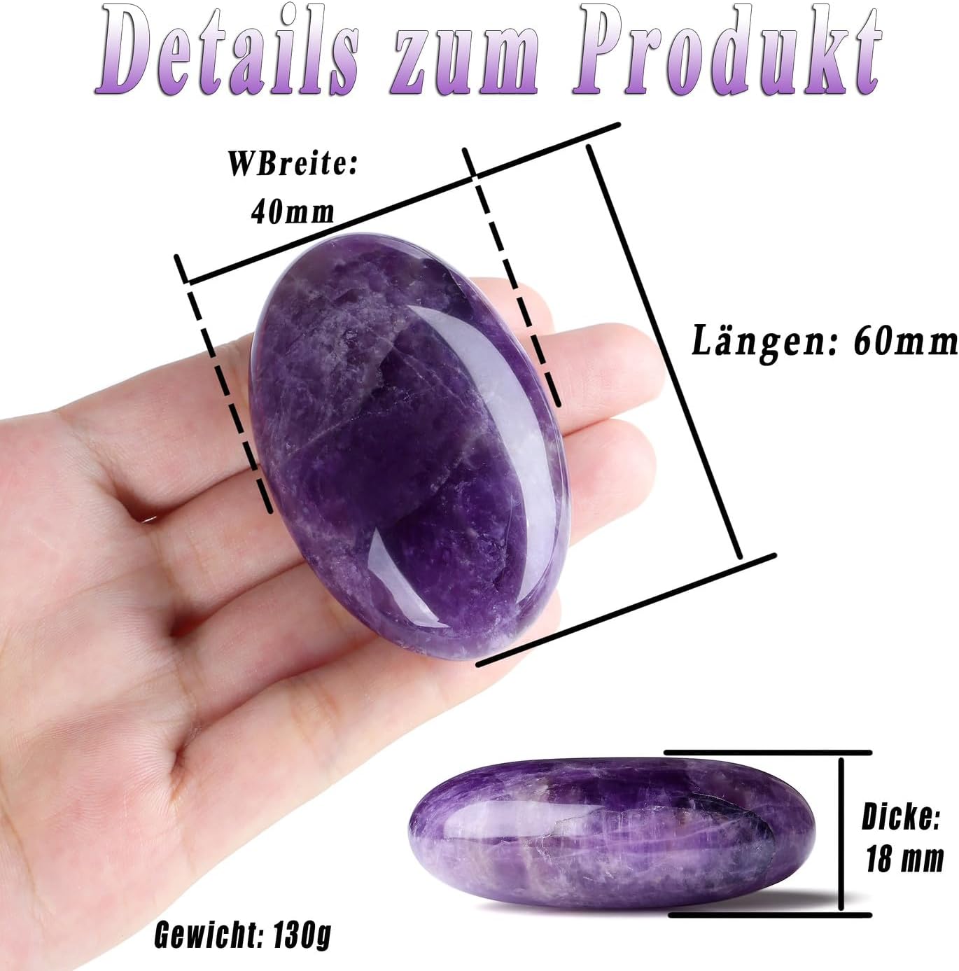 AWARDSEN 1 PCS 2.4" Amethyst Edelsteine Groß, Violett Kristall Oval Heilung Kristall für Reiki Heilung, Wiccan Lieferungen, Balancing Meditation Zubehör