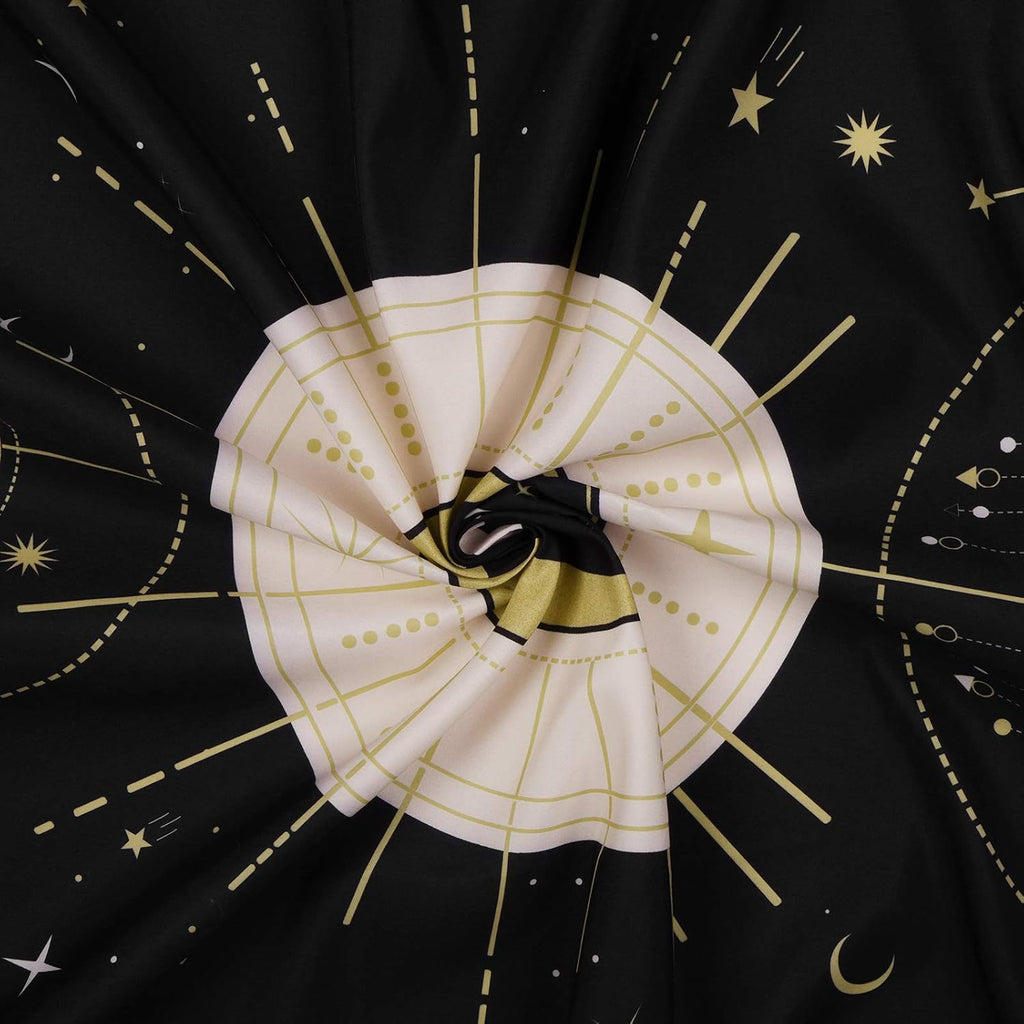 Yugarlibi Mondphasen Wandteppich Mysteriöser Konstellation Sternenhimmel Tarotkarten Wandbehang Ästhetische Retro Astrologie Wandkunst für Schlafzimmer Wohnzimmer Schwarz 150x130cm