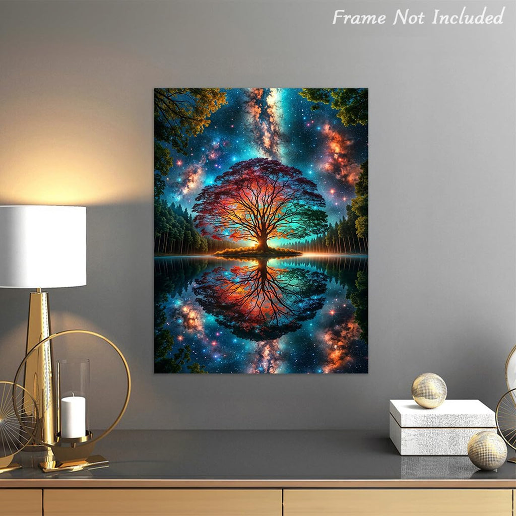 Abstrakter Baum des Lebens Bild, Bunter Fantasiewald Gemäldedruck für Schlafzimmer Wohnzimmer Deko 12x16 Zoll Ungerahmt