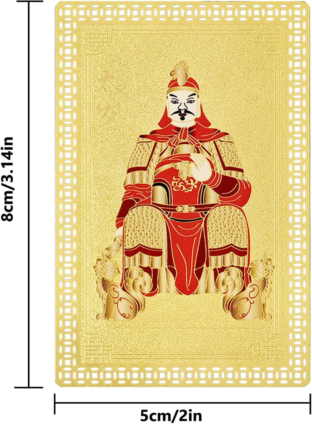 2026 Tai Sui Amulet Gold Card for Protection, General Wen Zhe Blessing, Annual Feng Shui Talisman for Rat, Horse, Rabbit, Rooster, Wallet Size, Lucky Charm