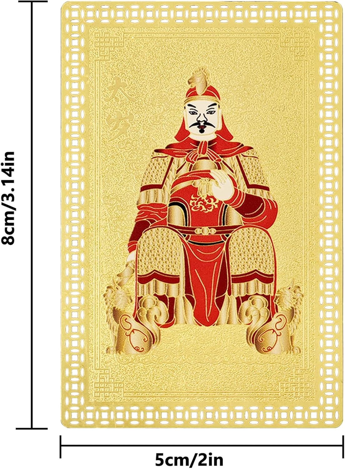 2026 Tai Sui Amulet Gold Card for Protection, General Wen Zhe Blessing, Annual Feng Shui Talisman for Rat, Horse, Rabbit, Rooster, Wallet Size, Lucky Charm