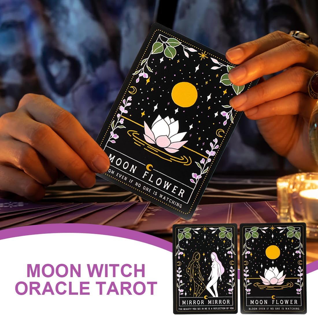 NHQZ NHQ Tarotkarten,Tarot Karten für Anfänger,Moon Witch Oracle,Hexen Tarot,42 Blätter