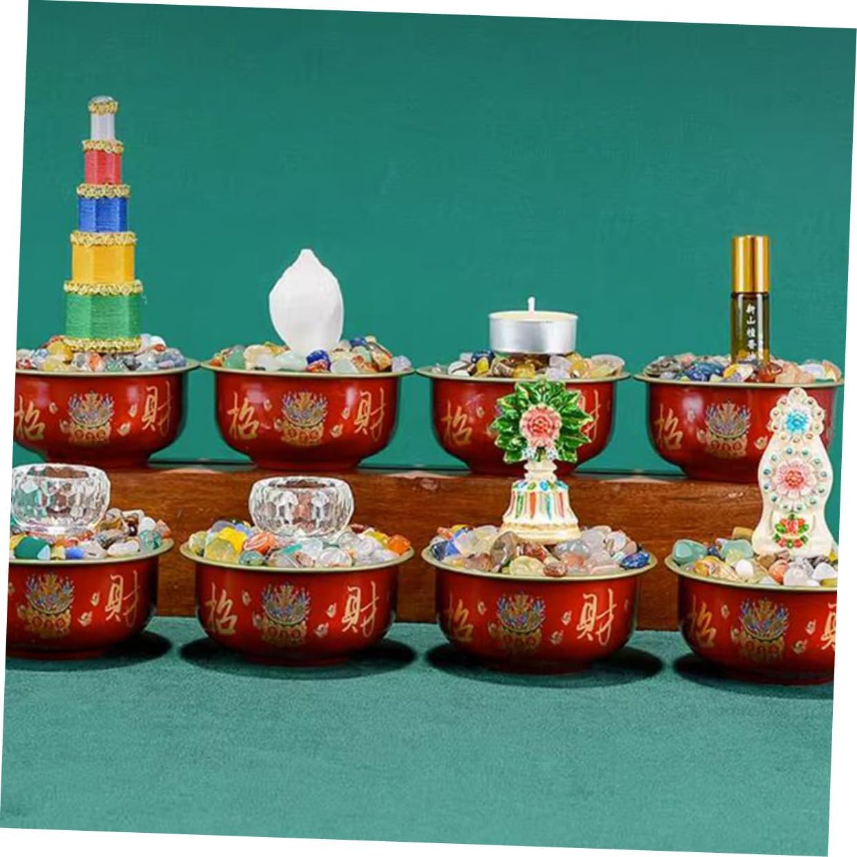 ABOOFAN 7-Piece Buddhist Altar Bowl Set, Water Sacrifice Bowl for Meditation, Yoga, Sturdy Metal Alloy Bowl for Temple Decoration at Home or Restaurants