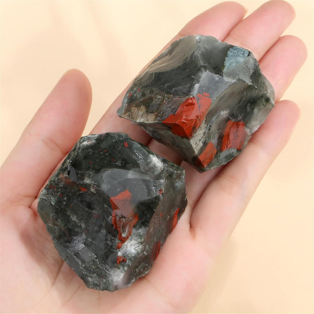 2 Pieces African Bloodstone Large Crystals Rough Stone Set Crystal Spiritual Stones Premium Water Stones Esoteric Gifts 4.5-5.5cm