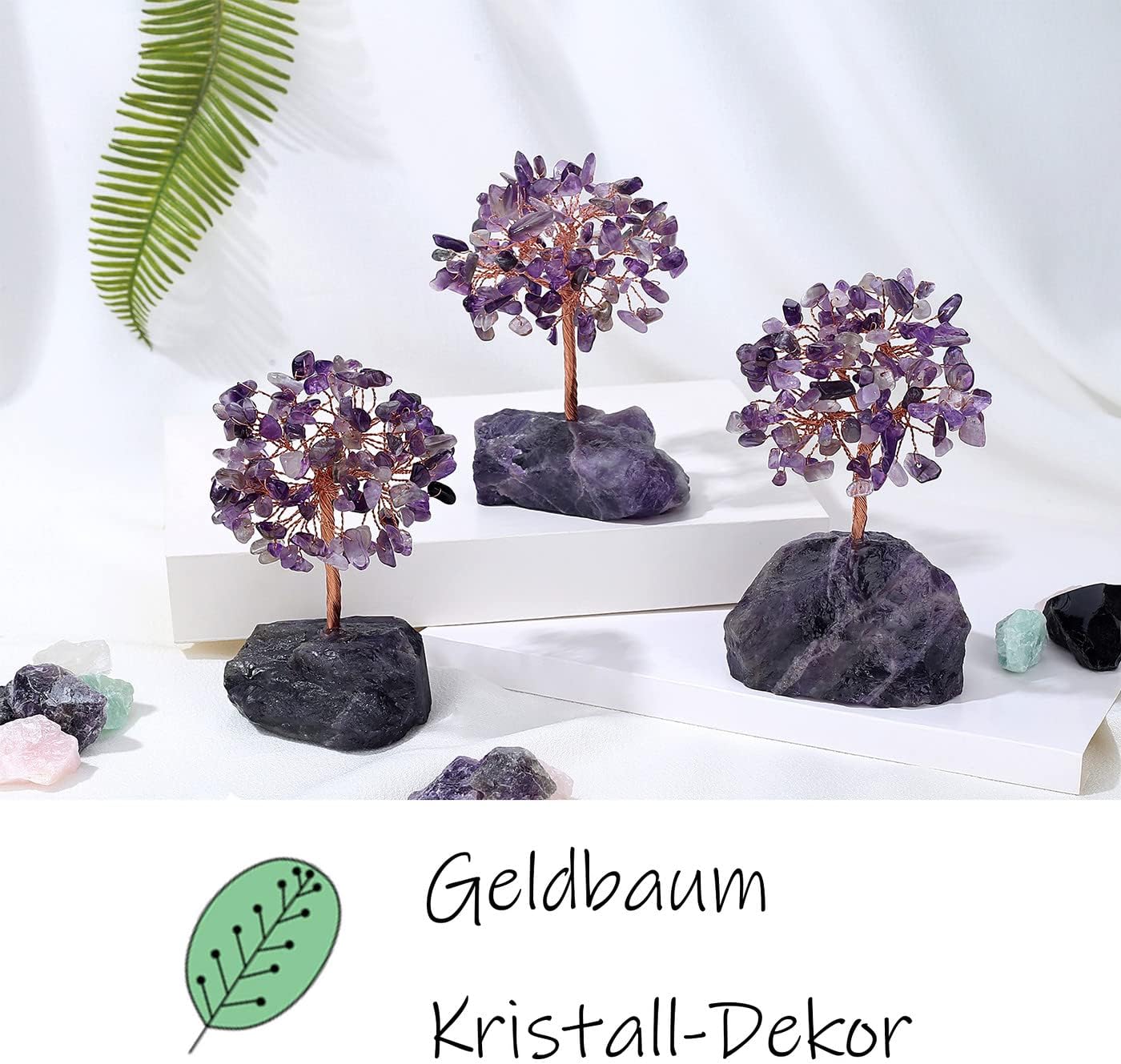 XIANNVXI Amethyst Crystal Tree Crystals Money Tree of Life Decoration Feng Shui Natural Gemstones Decorative Tree of Life Tumbled Stones Base Bonsai Tree Decorative Item Home Decor