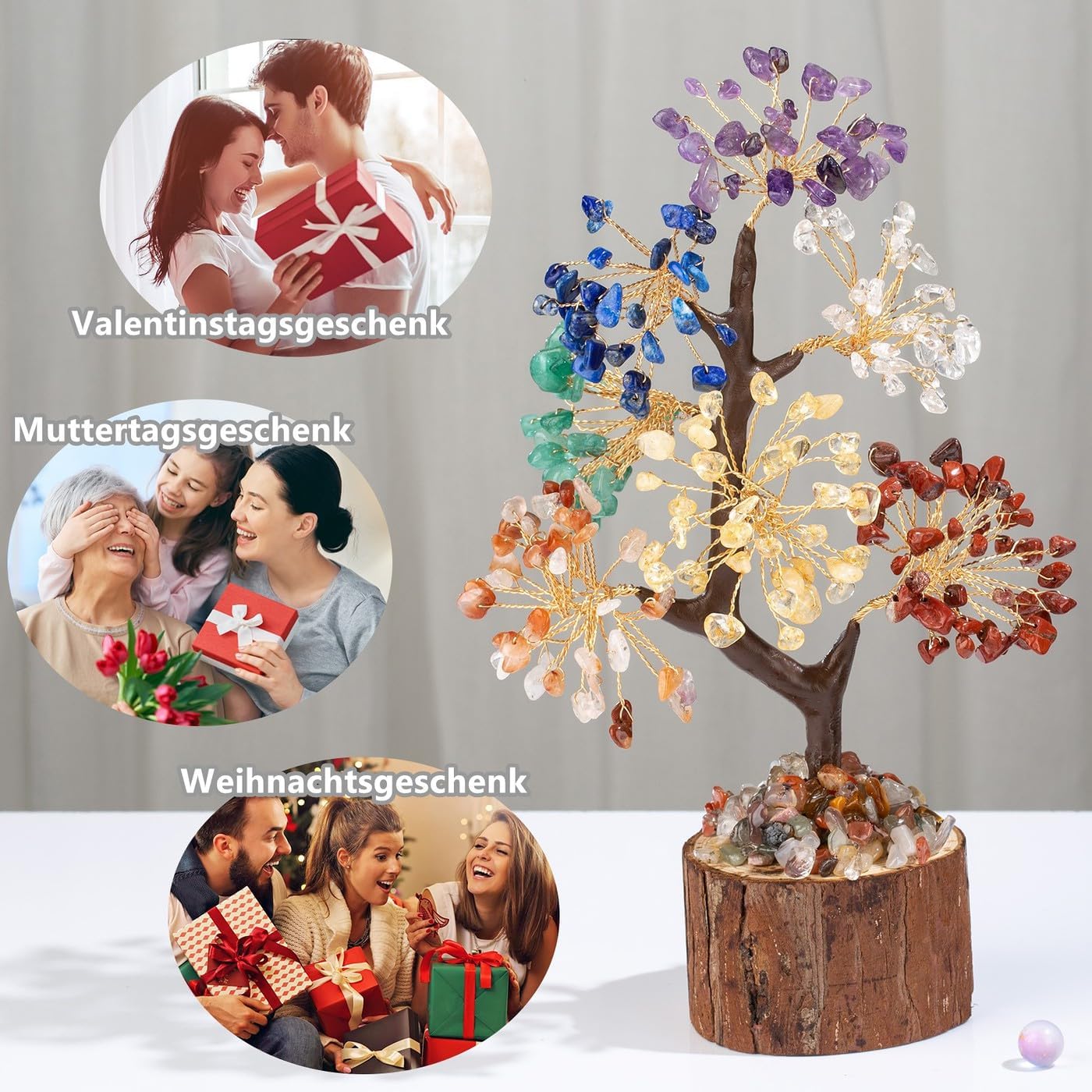 XIANNVXI Chakra Steine Kristallbaum Deko Geschenk Kristalle Deko Geschenk Esoterik Spirituelle Geschenke Dekopflanzen Lebensbaum Schreibtisch Deko Geschenke