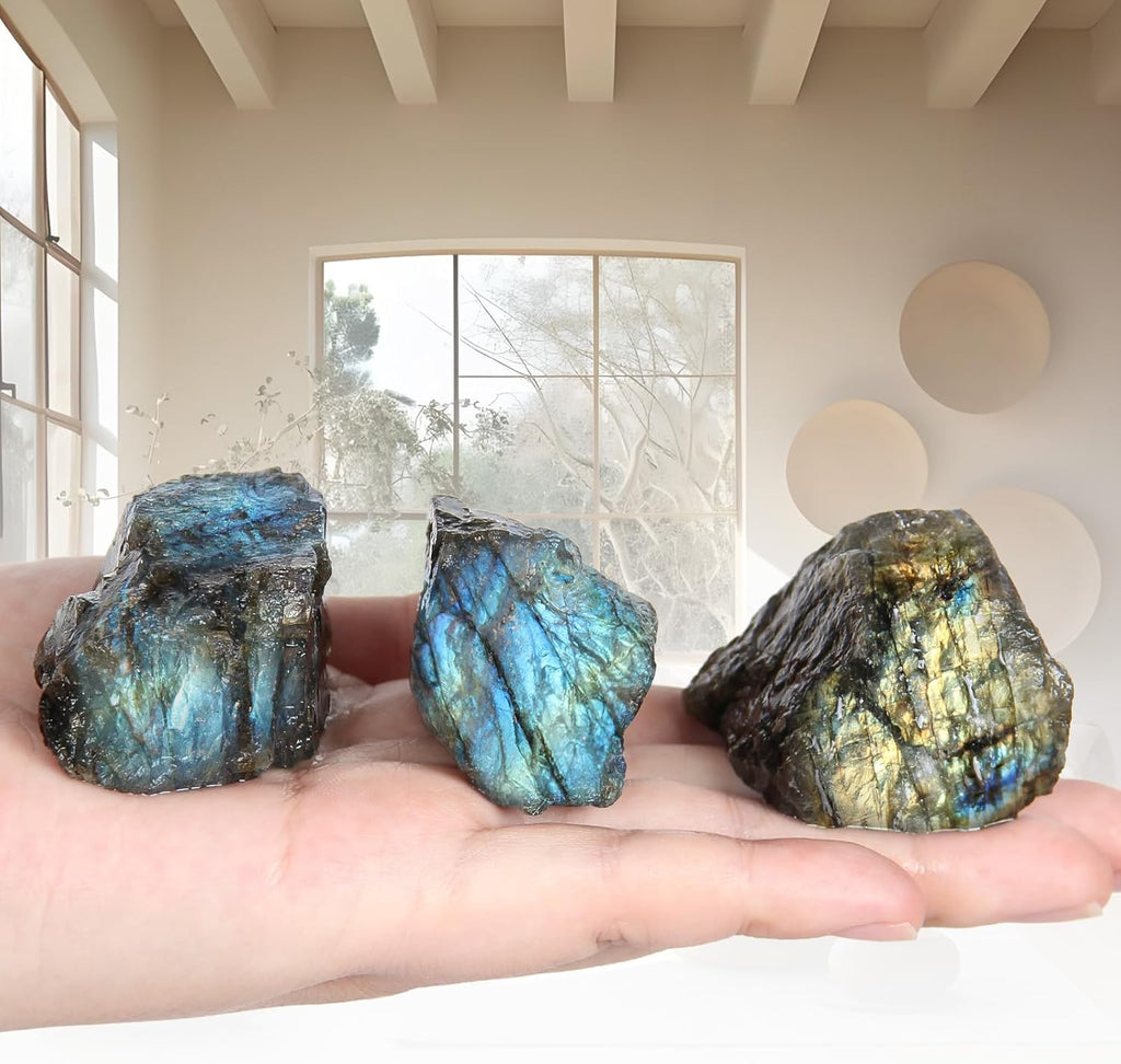 500 Grams Raw Labradorite - Natural Unpolished Crystal with Shimmer, Large Irregular Mineral Sample for Home Decoration, Collection & Craft Projects