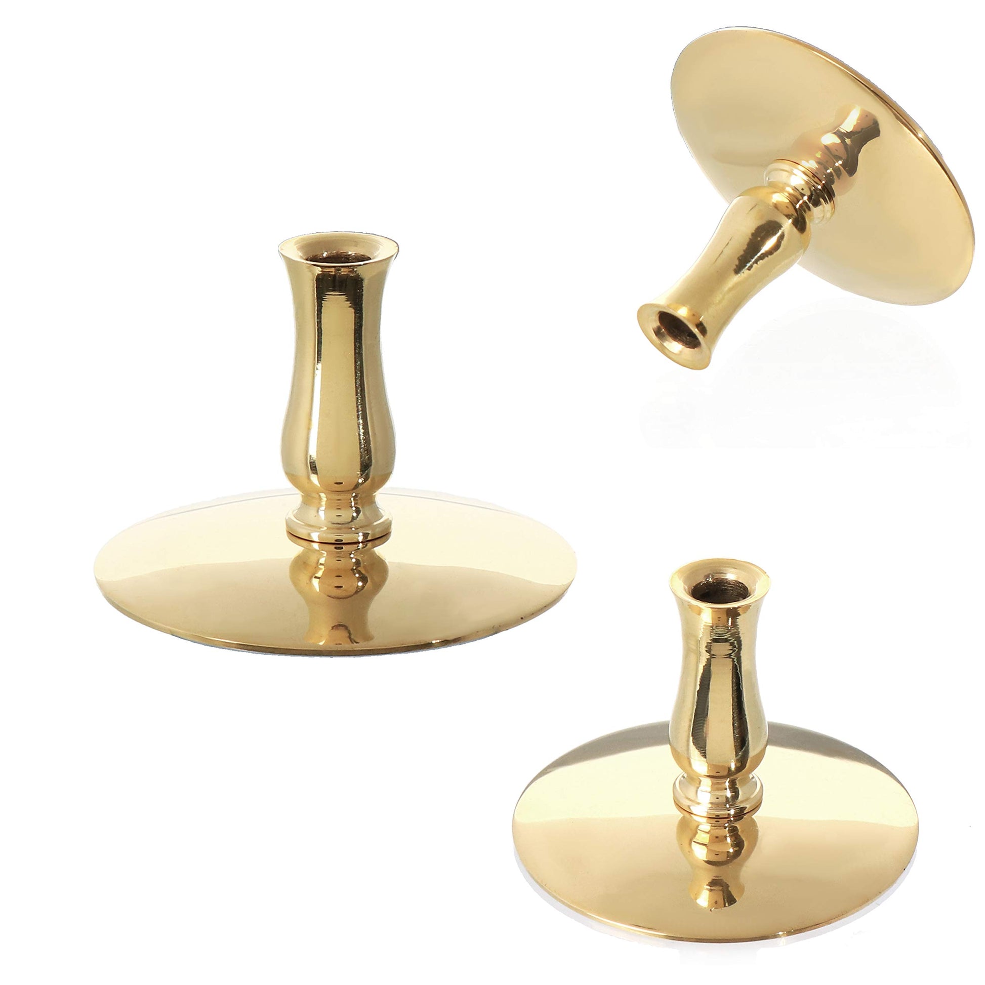NKlaus 1x Kerzenhalter Messing gold Kerzenständer Dünne Altarkerzen Ritualkerzen Bienenwachskerzen bis Ø6,7mm Leuchter Hochzeit 6731