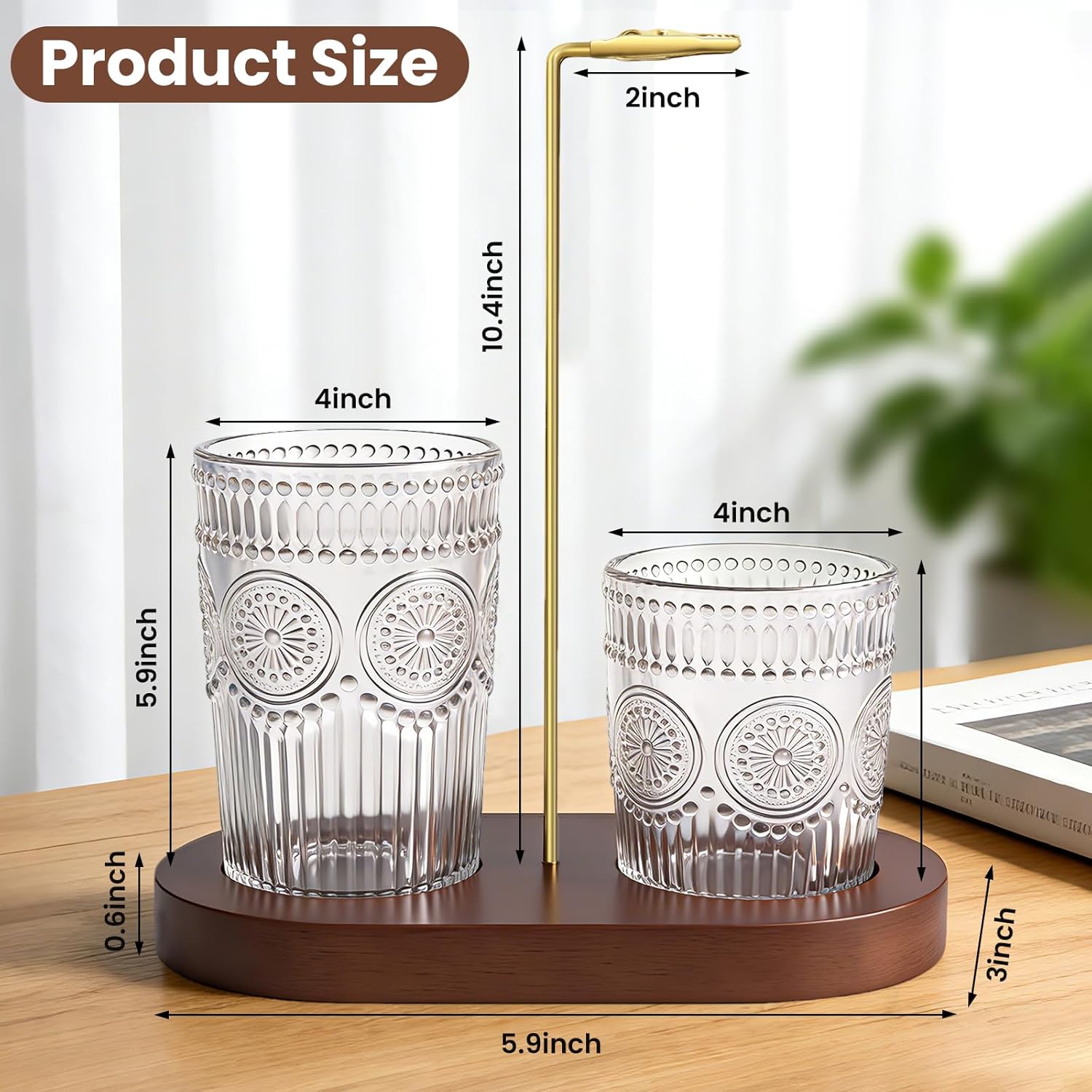 2 in 1 Incense Holder for Sticks, Vintage Glass Incense Burner | Upside Down insence-stick holder, Ash Catcher & Solid Wood Base, Anti-Ash Flying Catcher for Meditation, Yoga, Spa & Home