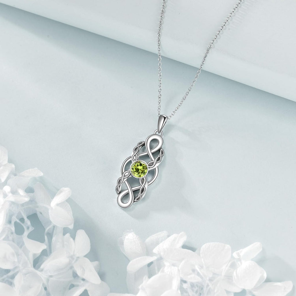 CUPENDA Keltischer Knoten Geburtsstein Halskette Sterling Silber Irische Keltische Anhänger Halskette Glücksschmuck für Frauen