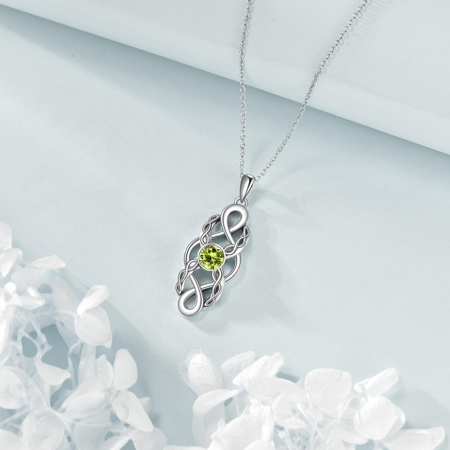 CUPENDA Keltischer Knoten Geburtsstein Halskette Sterling Silber Irische Keltische Anhänger Halskette Glücksschmuck für Frauen