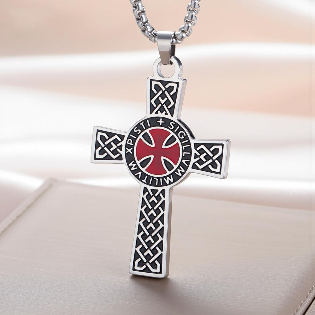 Dreamtimes Ritter Templer Kreuz Halskette für Frauen Männer Edelstahl Vintage Kreuzritter Heiliger Ritter Halskette Dainty Religiöser Schmuck