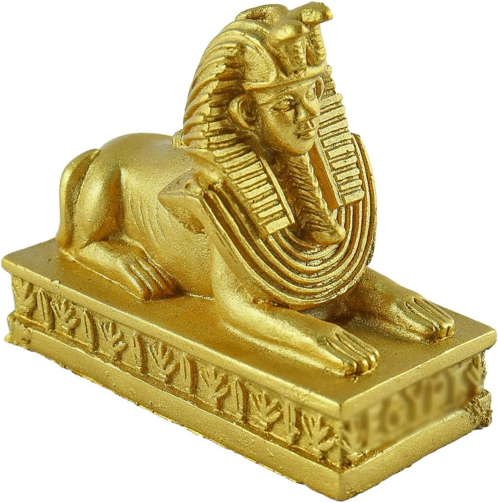 2 Pieces Sphinx Figure Resin Egyptian Sphinx Statue Gold Egyptian Desktop Ornaments for Homes