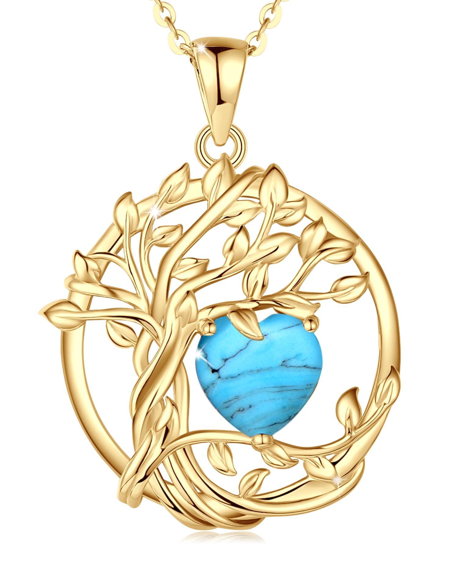 FANCIME Tree of Life Baum des Lebens Geburtstein Halskette Sterling Silber Anhänger Geburtstein Kette Edelstein Jahrestag Geburtstag Schmuck Weihnachten Geschenke für Damen Mama Ihre Frau