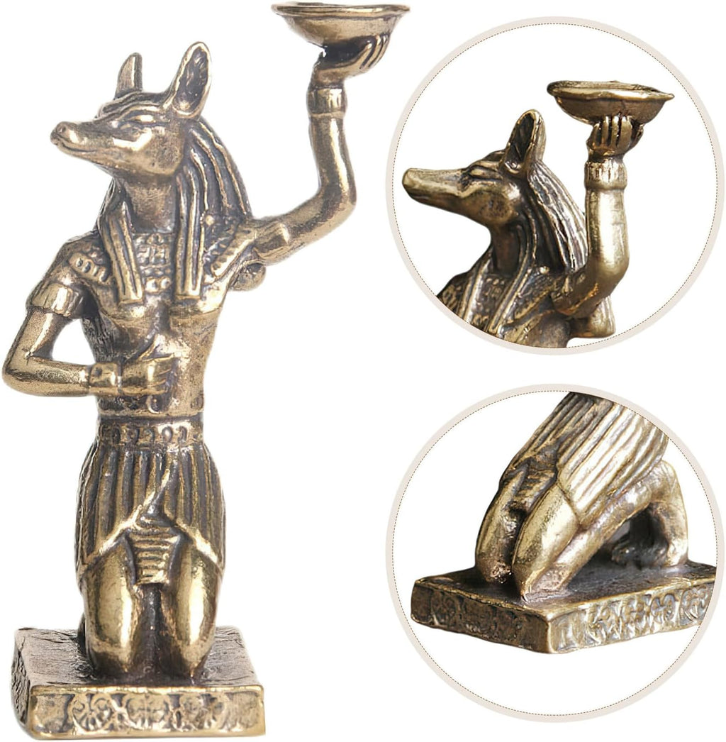 IMIKEYA kleine Messing Figuren ägyptische Figuren Anubis Deko ägyptische Souvenirs Mini Anubis-Statue Golden Ägypten Zubehör für zuhause Büro Deko