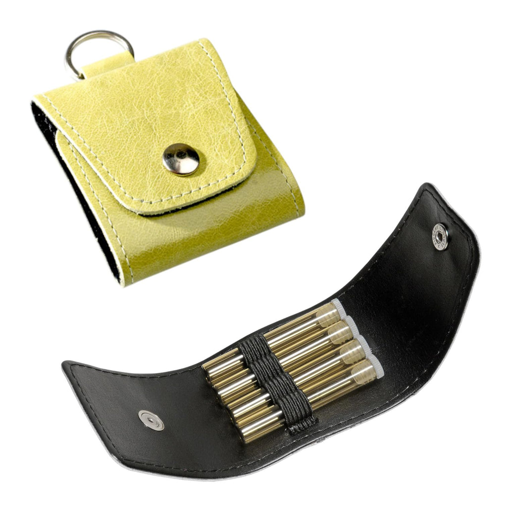 Homöopathische Notfallapotheke mit 4 Braungläsern (UV-Schutz) und Etiketten, Leder (Grün)