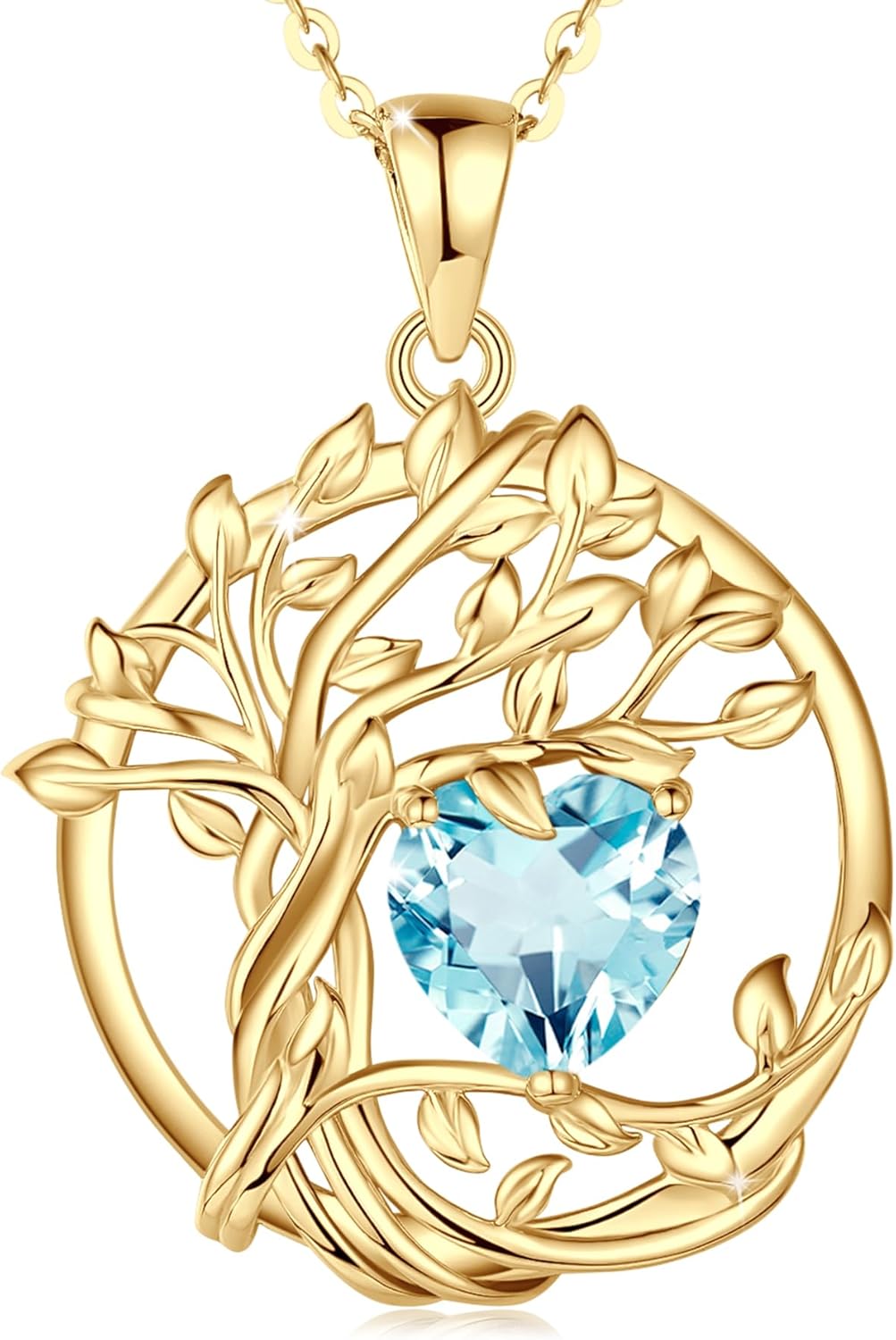 FANCIME Tree of Life Baum des Lebens Geburtstein Halskette Sterling Silber Anhänger Geburtstein Kette Edelstein Jahrestag Geburtstag Schmuck Weihnachten Geschenke für Damen Mama Ihre Frau