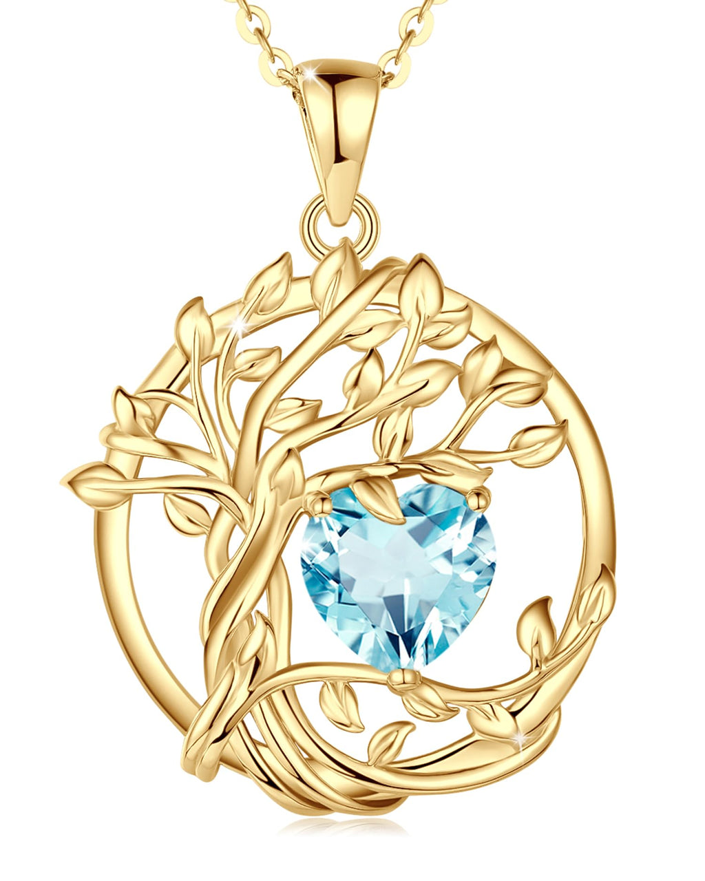 FANCIME Tree of Life Baum des Lebens Geburtstein Halskette Sterling Silber Anhänger Geburtstein Kette Edelstein Jahrestag Geburtstag Schmuck Weihnachten Geschenke für Damen Mama Ihre Frau