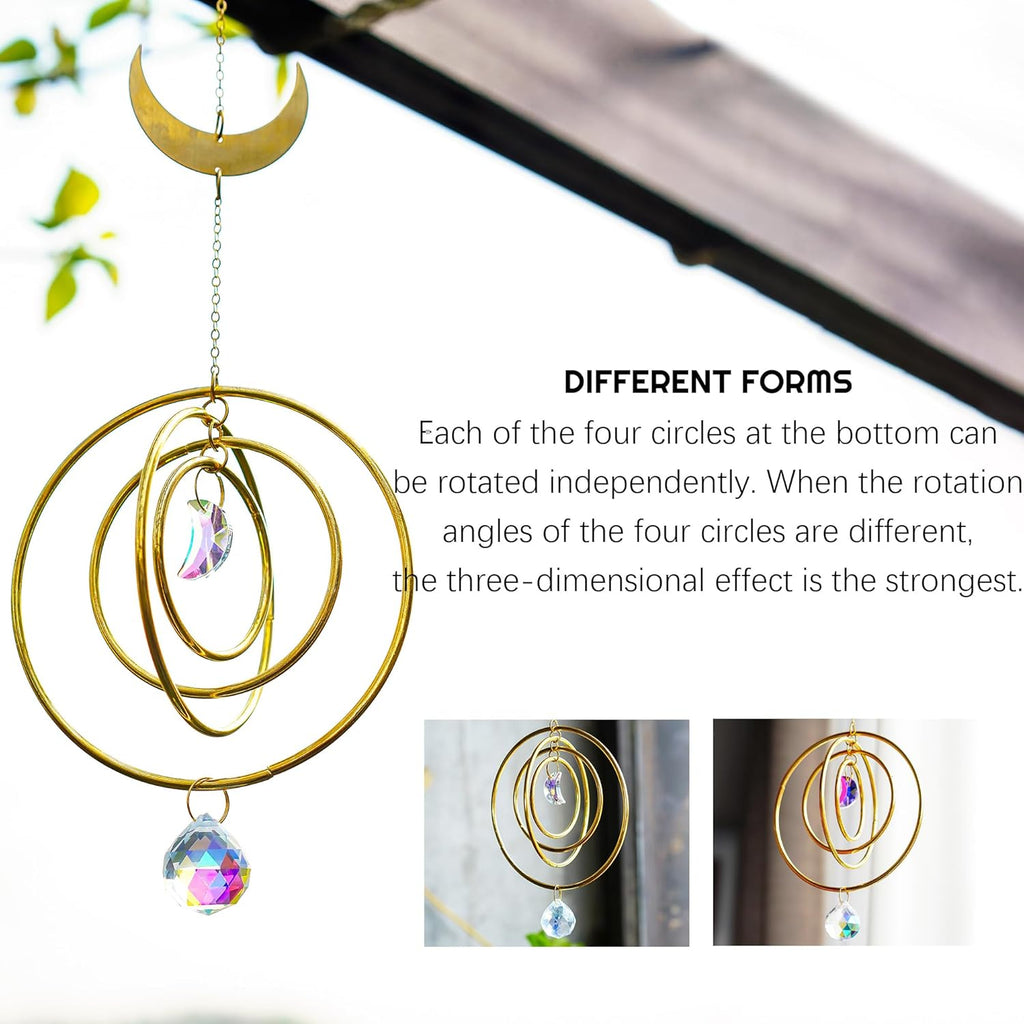 H&D HYALINE & DORA 27,9 cm Sonnenfänger Mond Sonnenfänger Kristall Windspiel zum Aufhängen von Fenstern Kristalle mit Glaskugelprismen für Zuhause, Hochzeit, Garten Dekor