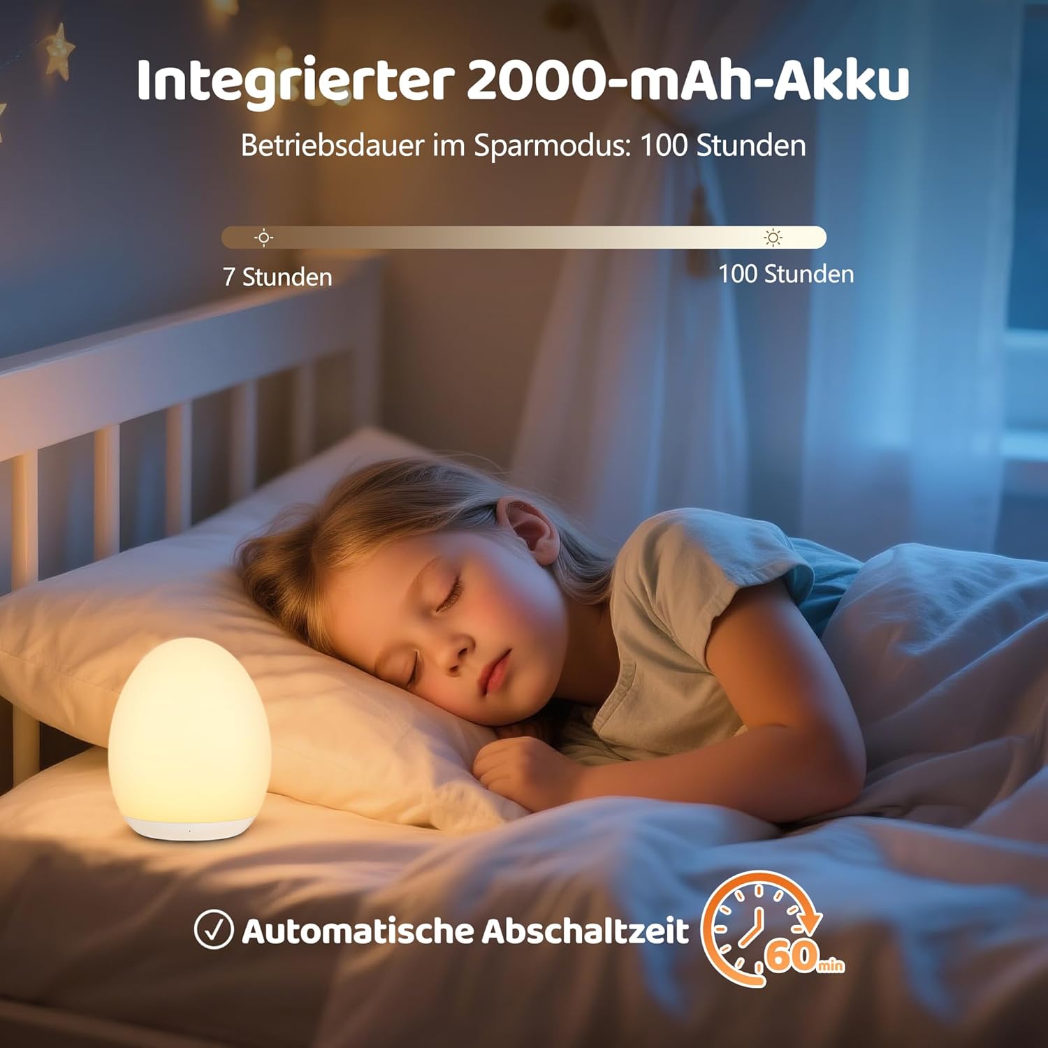 MediAcous Night Light, Night Lamp, Children's / Baby Night Light with 8 Colours & Nursing Light, Dimmable, USB LED Night Light with 1H Timer & Touch, Decoration for Baby and Toddler's Room Night Light