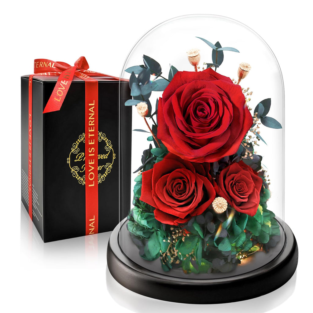 Ewige Rose Engel Geschenke für Mama, Ewige Rose in Engel Glaskuppel für Sie, Infinity Rosen Konservierte Blumen Handgemachte, Engelsfigur aus Glas, Geschenk für Frauen Mutter Oma Großmutterk