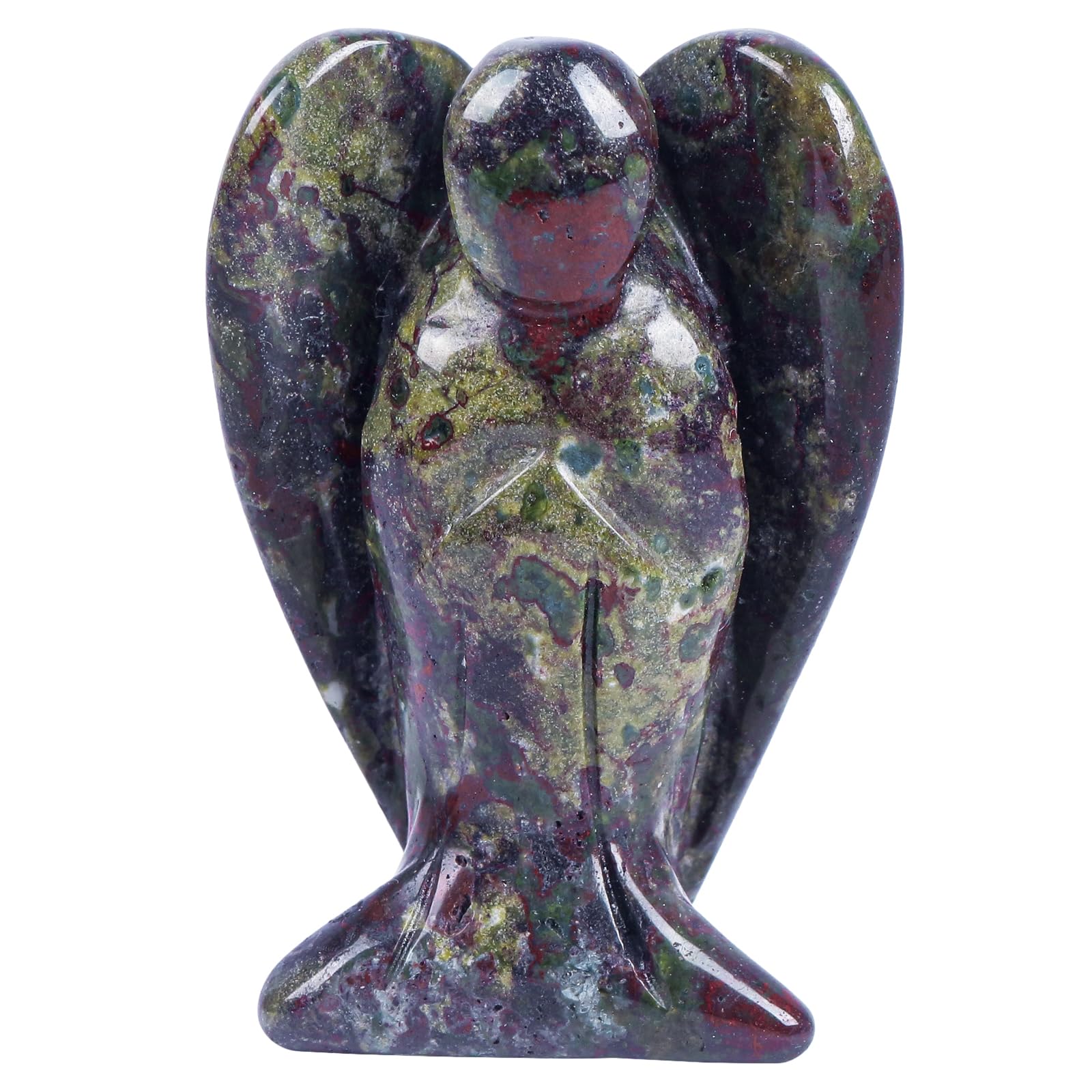 Natural Kambaba Jasper Guardian Angel Statue, Hand Carved Stone Healing Crystal Bag Figures Decoration, 5 cm