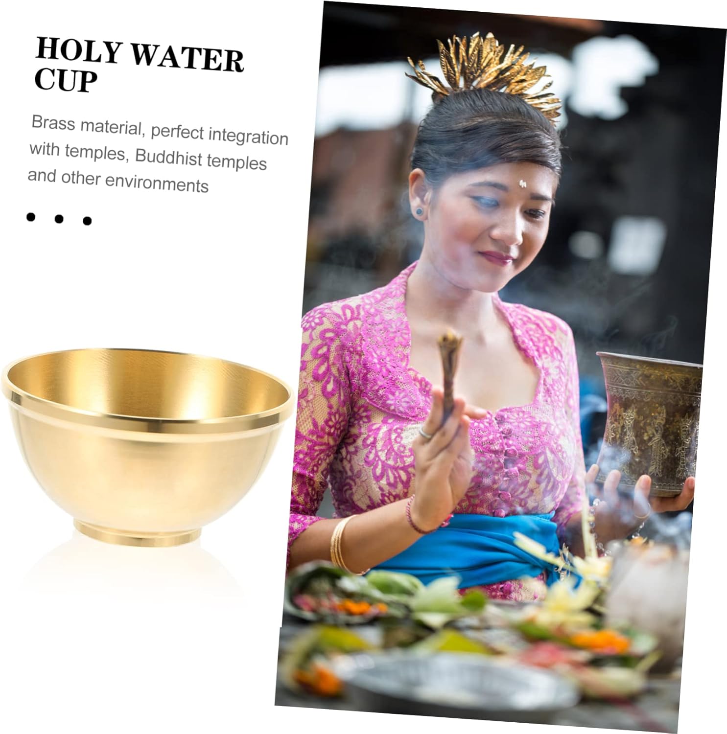 Cabilock Bronze Decorative Bowl Set of 4 Buddha Sacrifice Bowls Made of Pure Copper Meditation Bowls Worship Bowl Altar Bowls Copper Bowl of the Temple Pot Lubricating Wiping Bowl Jewellery Tray