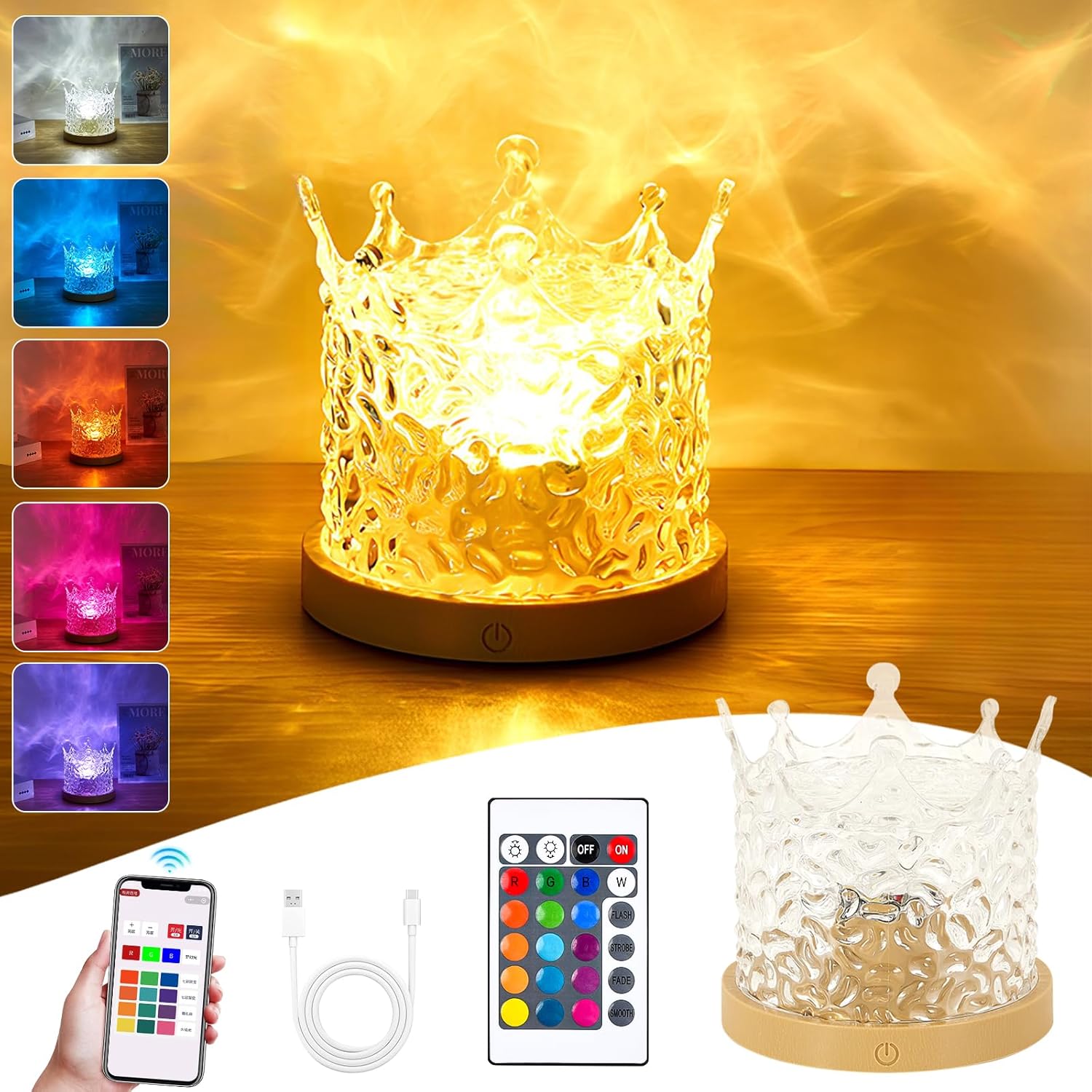 Jinlaili Wasserwellen Aurora Lampe, Aurora Projector, Polarlicht Lampe, Lavalampe, mit 16 Beleuchtung-Effekten, LED Nachttischlampe, Nachttischlampe Touch Dimmbar fur Schlafzimmer/Wohnzimmer