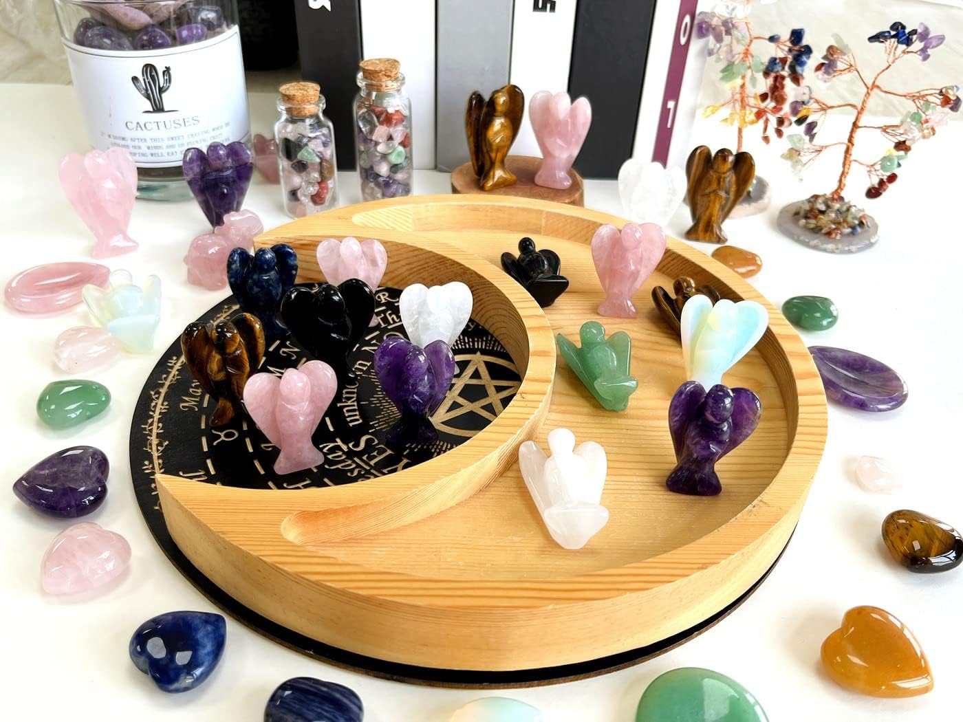 XIANNVXI Guardian Angel Crystals Blue Sodalite Angel Figure Healing Crystal Gemstones Polished Stones Statue Reiki Angel Figure Guardian Angel Gift