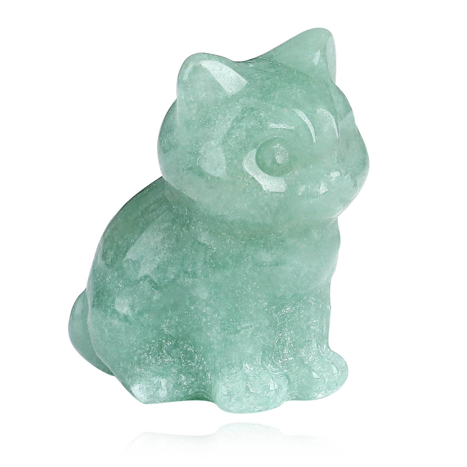 QINJIEJIE Dalmatian Jasper Cat Crystals Figurine Sleeping Cat Figure Statue Gemstones Sculpture Lucky Kitten Cute Decoration Men Women