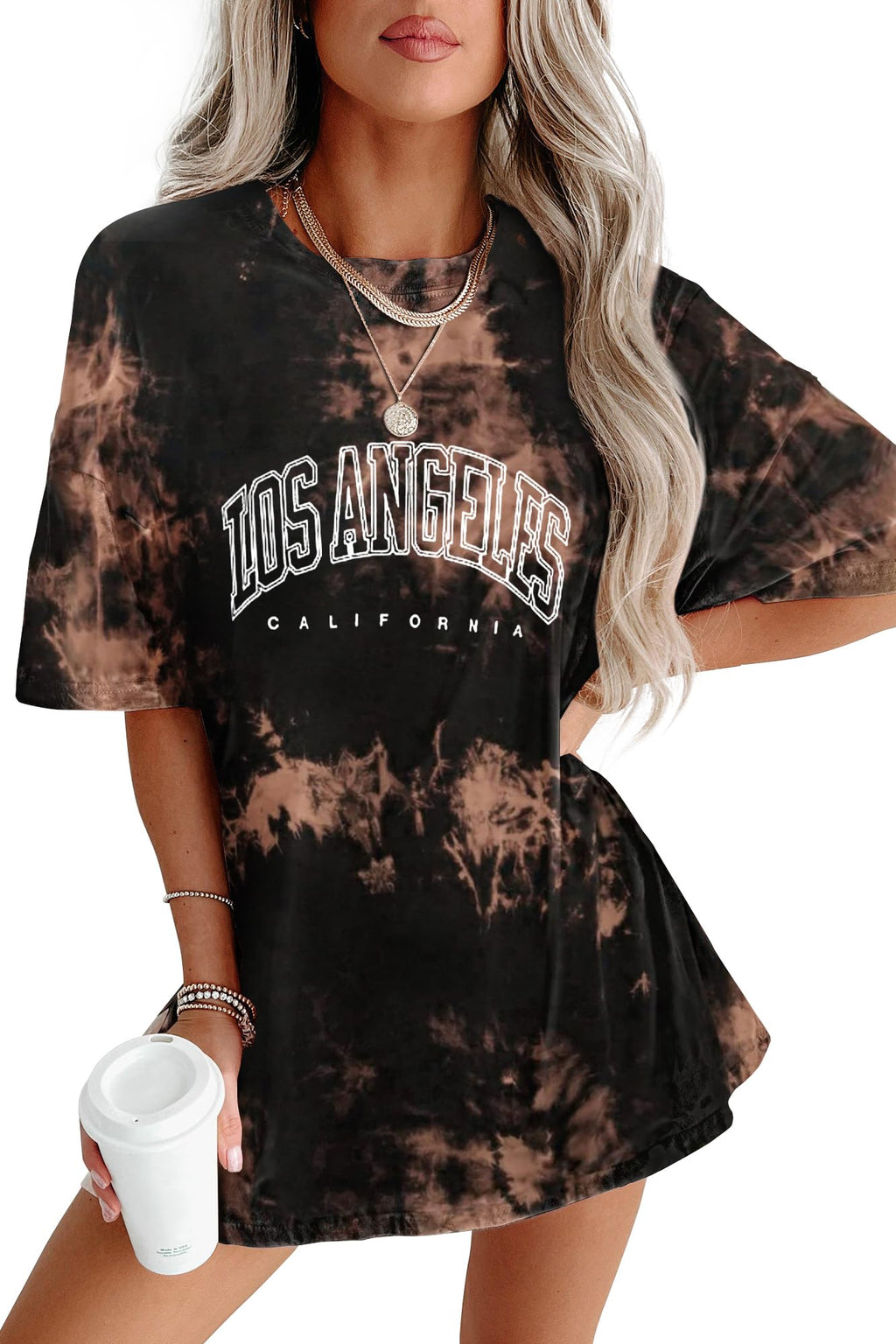 CSDAJIO Women's Casual Short Sleeve Loose Shirt Oversized T-Shirt Trendy Going Out Crew Neck Summer Graphic Tees