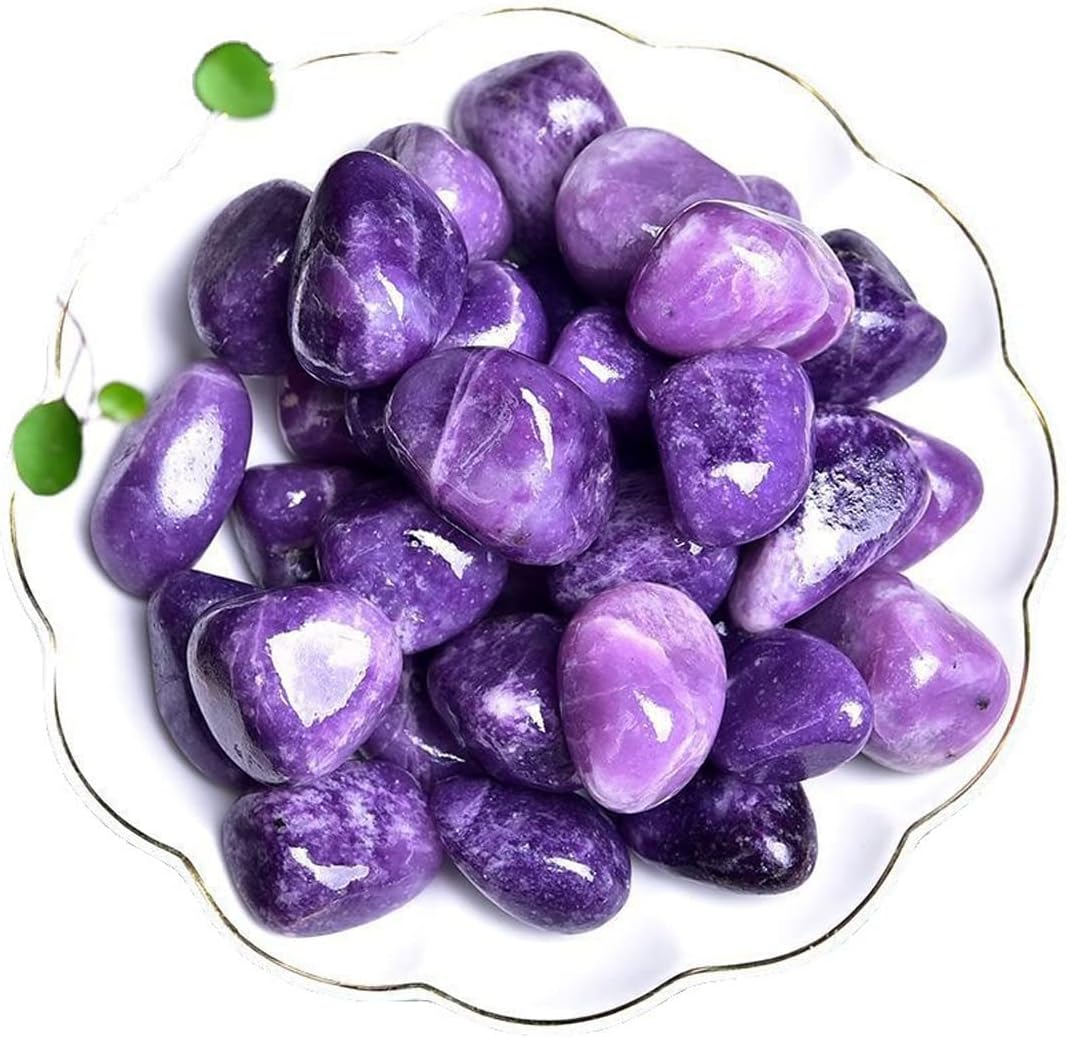 Lepidolite Healing Crystal Stones, 1.25-2.0 Inch Reiki Healing Stones, Natural Tumbled Polished Stones for Energy Witchcraft Therapy Meditation