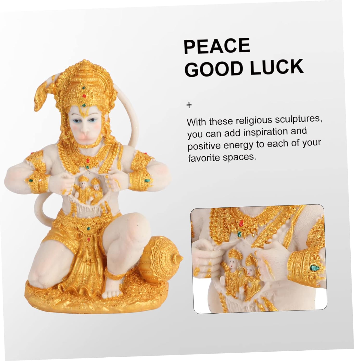 MAGICLULU kniende Affenstatue klein groß Mönch Skulptur Dekorationen wohnungseinrichtung wohnungsdeko tischdeko esstisch Hindu-Affengott-Statue Tischdekoration Wohnaccessoires Harz Golden