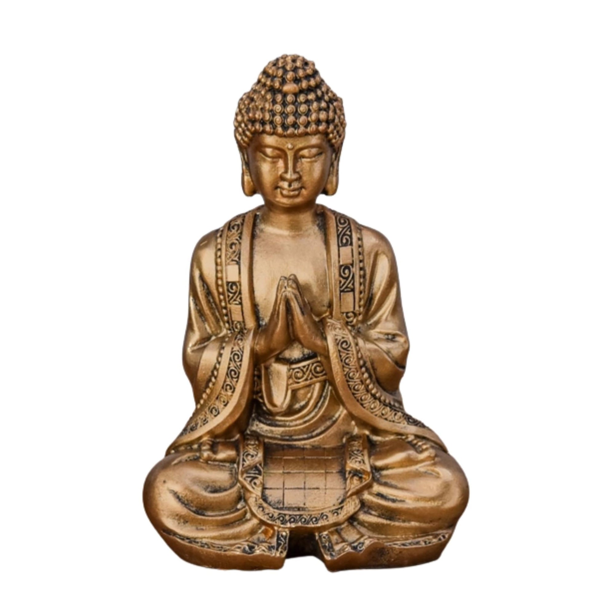 Lachender Buddha Willkommen - Glücksbringer Statue - Zen und Feng Shui Dekoration - für eine entspannende und spirituelle Atmosphäre - Geschenkidee - Breite: 9cm - Farbe: Grün und Braun - Zen'Light