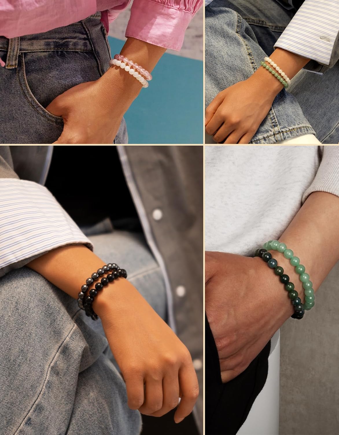 6 mm Healing Stone Bracelet for Men and Women, Real Natural Stone Beads, Lucky Bracelet, Friendship Bracelet, Individual Gift for Good Friends and Sisters
