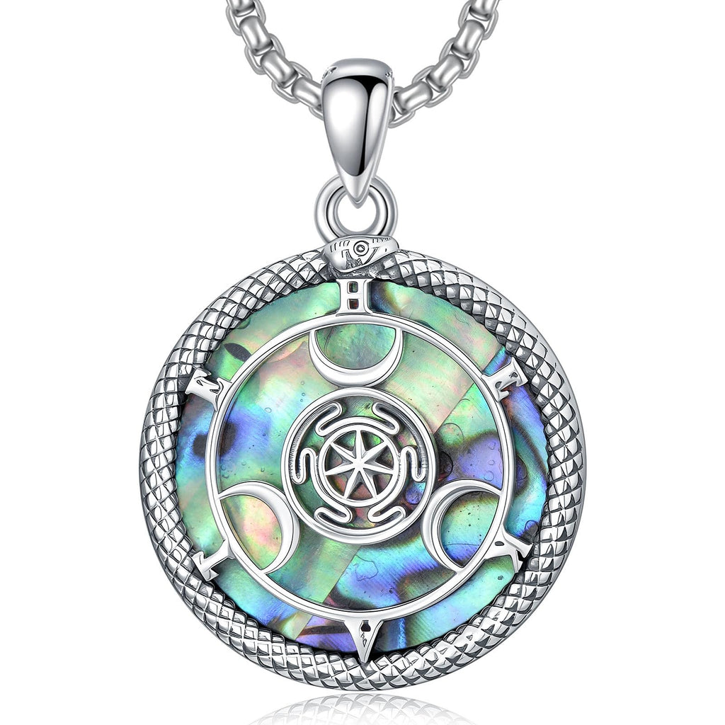 Schlüssel Amulett Halskette 925er Sterlingsilber Allah Hekate Dreifachmondgöttin Tetragrammaton Anhänger Halskette Schlüssel Wicca Heidnischer Pentagramm Schmuck Geschenke Für Frauen