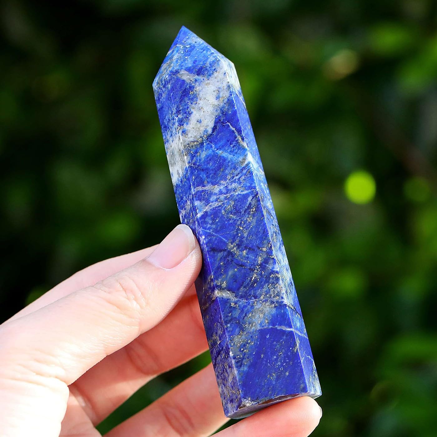 LAIDANLA Tiger Eye Healing Crystals Wands 3.5-4" Polishing Natural Reiki Energy Wand Stone Hexagonal Point Large Crystal Gemstones for Meditation Therapy Crystal Grid Decoration 1Pcs