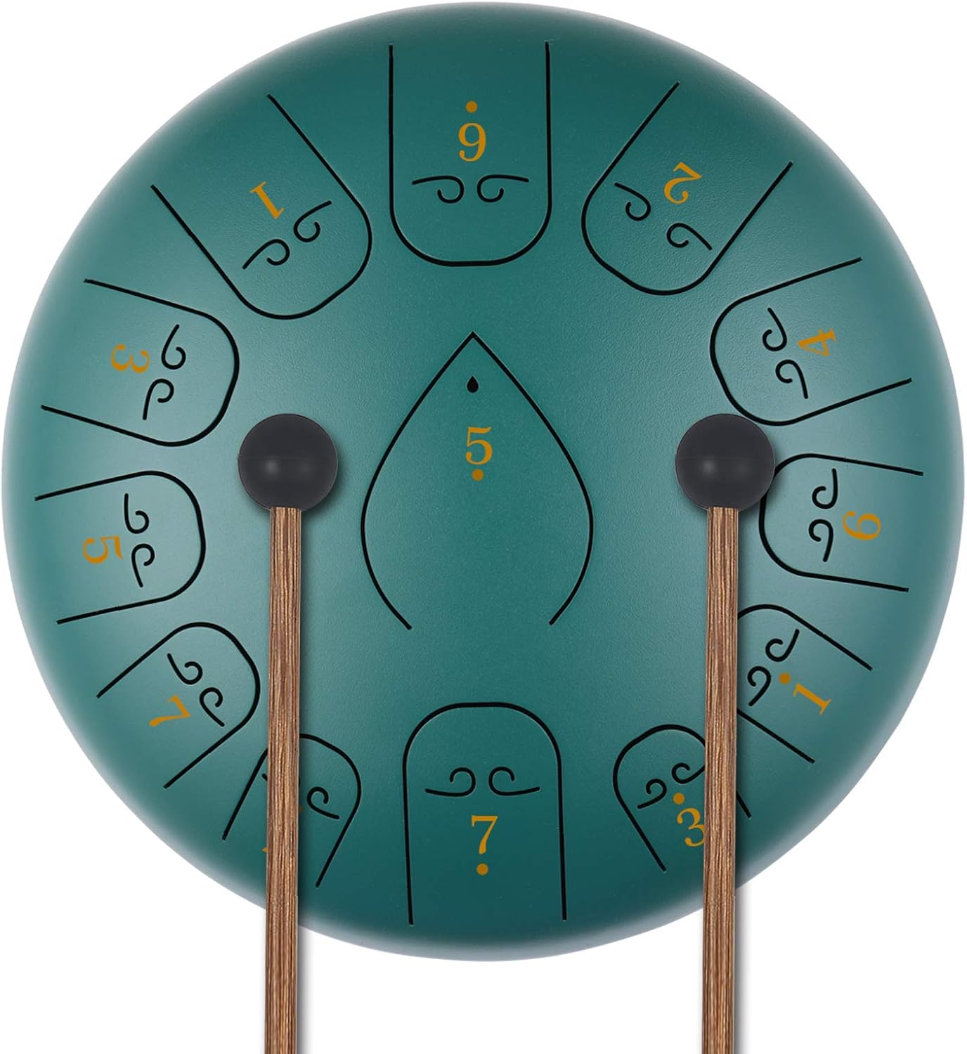 KUD Steel Tongue Drum, 12 Zoll 13 Tone C-Dur Zungentrommel Ätherische Trommel Stahl Handpan Drum Schlagzeug Instrument mit Trommelschlägeln Tragetasche für Meditation Yoga Klangheilung