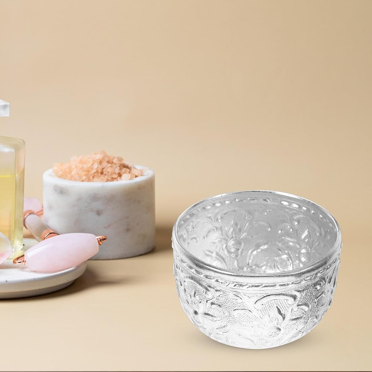 IMIKEYA Kleine Thai Zinnschale Geschnitzte Wasser Ätherische Öl Schale Spa Behälter Für Massagen Servierschüssel Obst Reisschale Dekorative Zinnschale Für Altar Und Dekoration