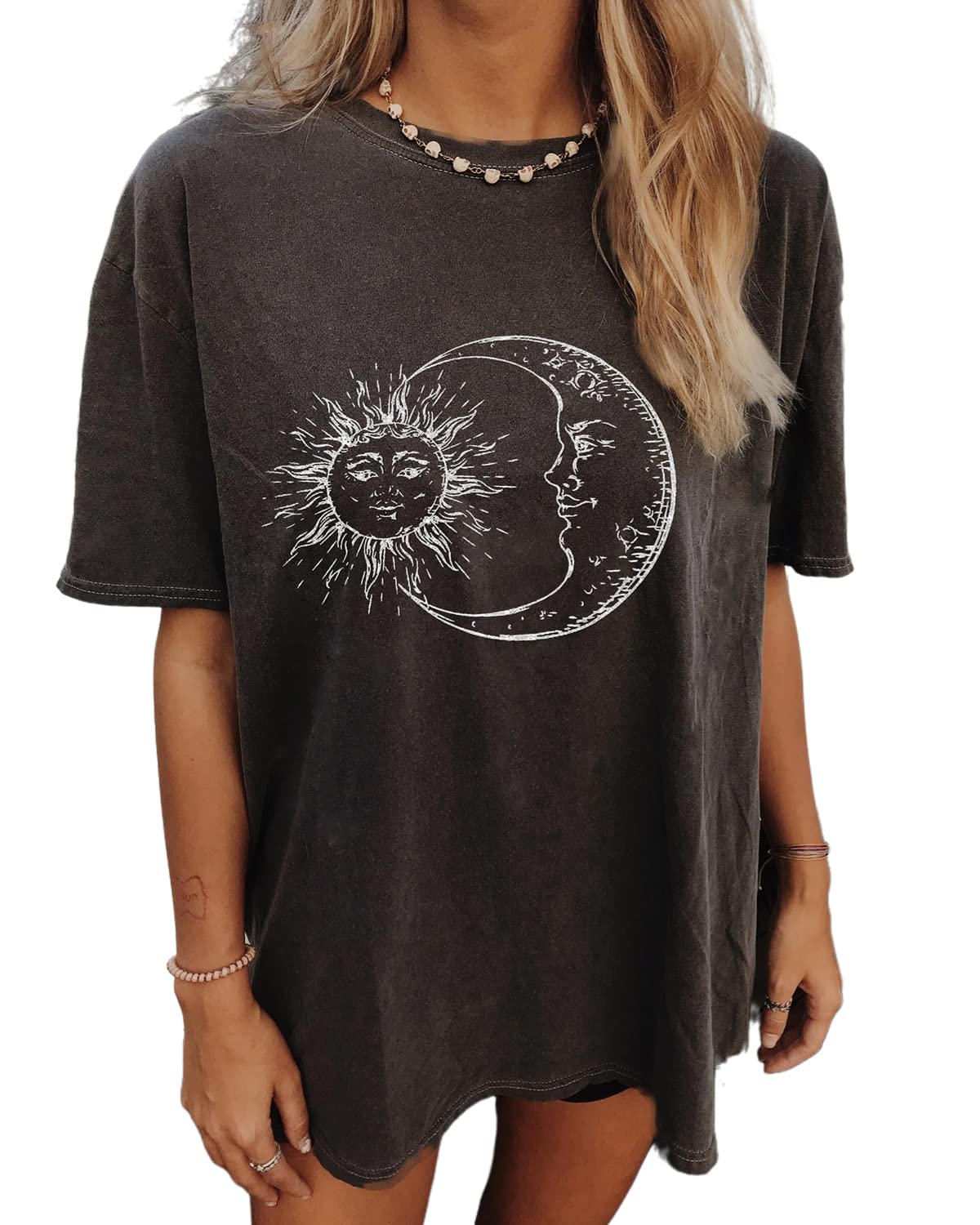 CSDAJIO Women's Casual Short Sleeve Loose Shirt Oversized T-Shirt Trendy Going Out Crew Neck Summer Graphic Tees