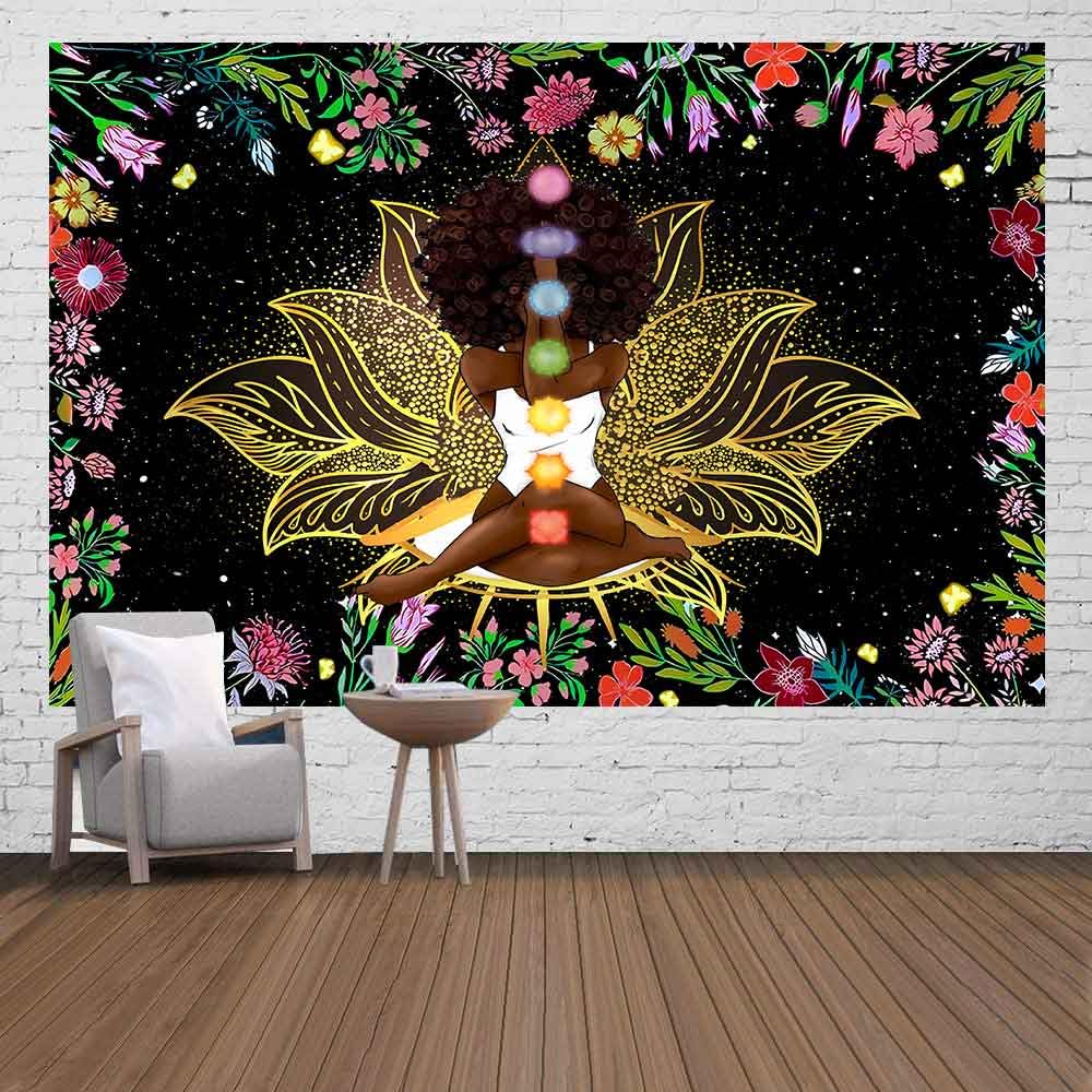 Ine Ive African Chakra Tapestry Yoga Meditation Wall Poster 80x60Inch