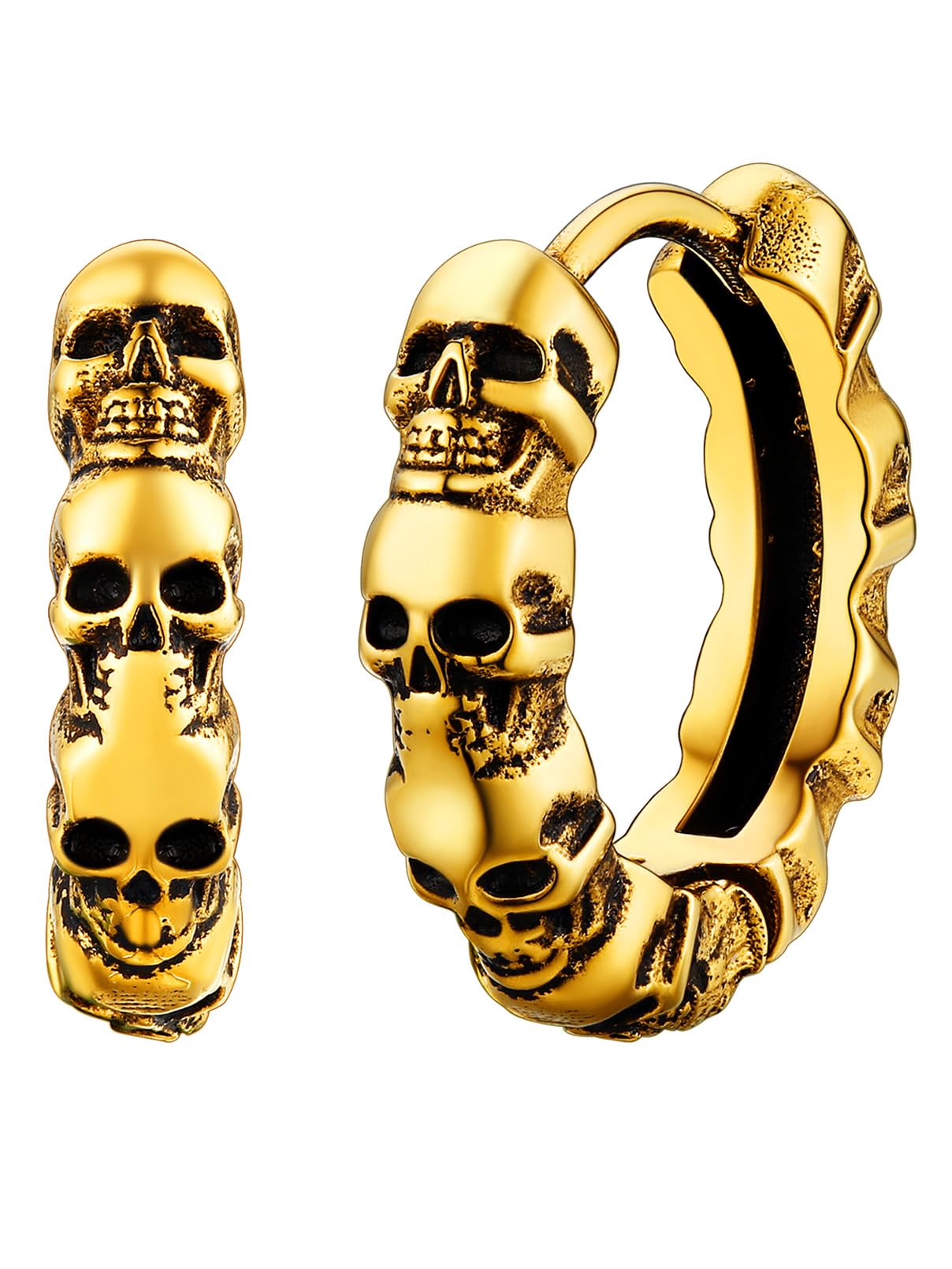FaithHeart Edelstahl Totenkopf Ohrstecker für Herren Damen Punk Gotik Schädel Ohrring Piercing Creolen Ohrstecker für Weihnachten Valentinstag Halloween