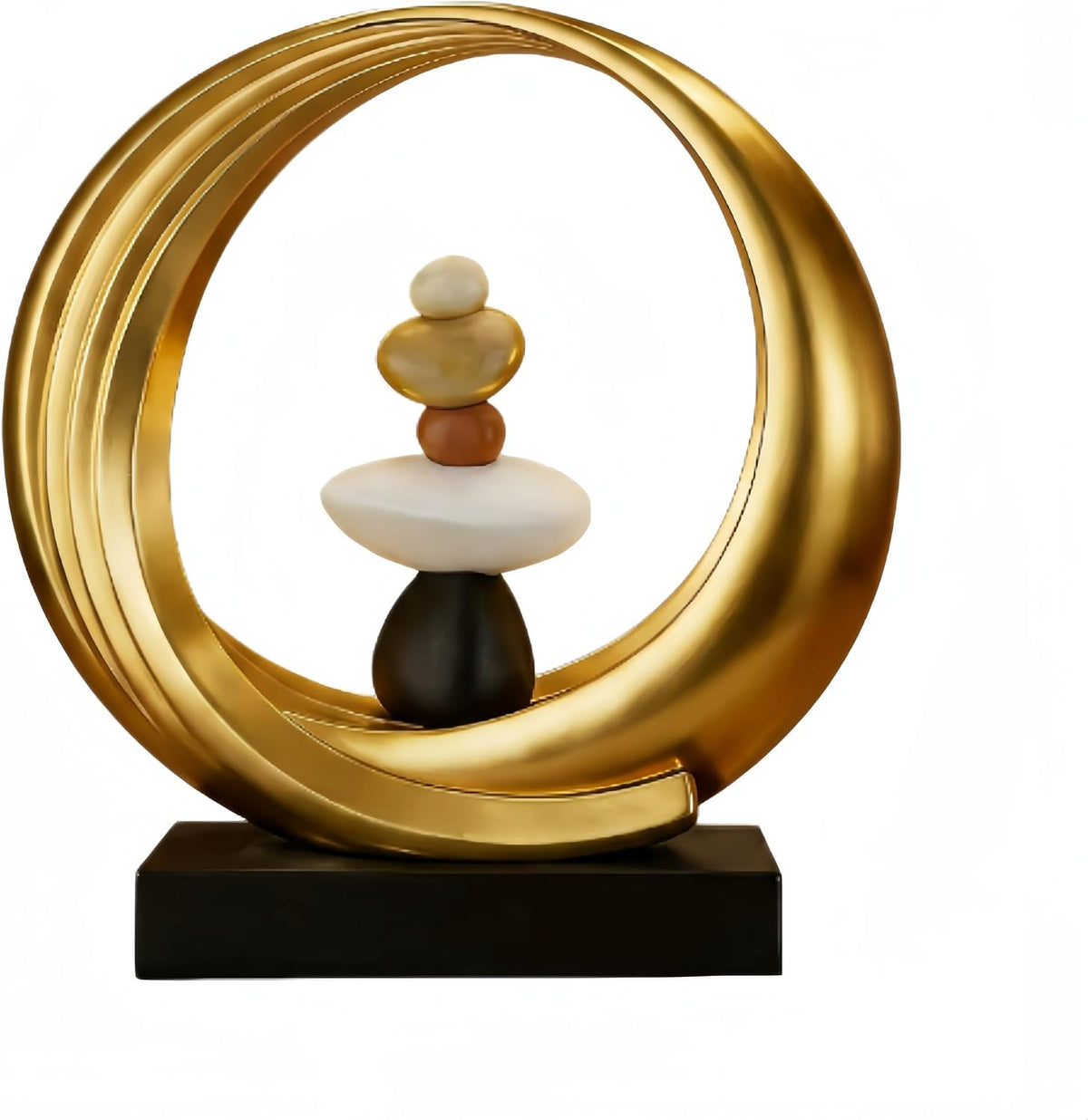 Feng Shui Wealth Statue, Lucky Circular Decorations,Ideal for Attracting Wealth Spiritual Decor, for Living Room, Office, Shelves (Gold and Multicolored)